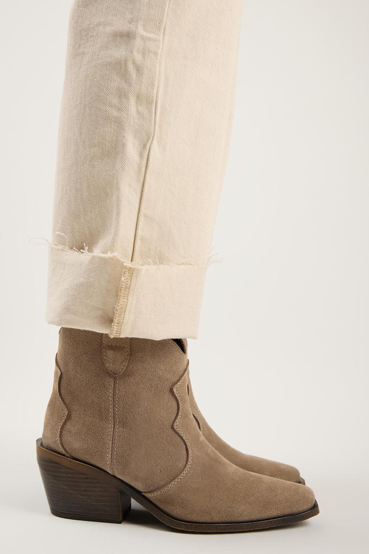 Liray Women's Genuine Leather Cowboy Mink Boots