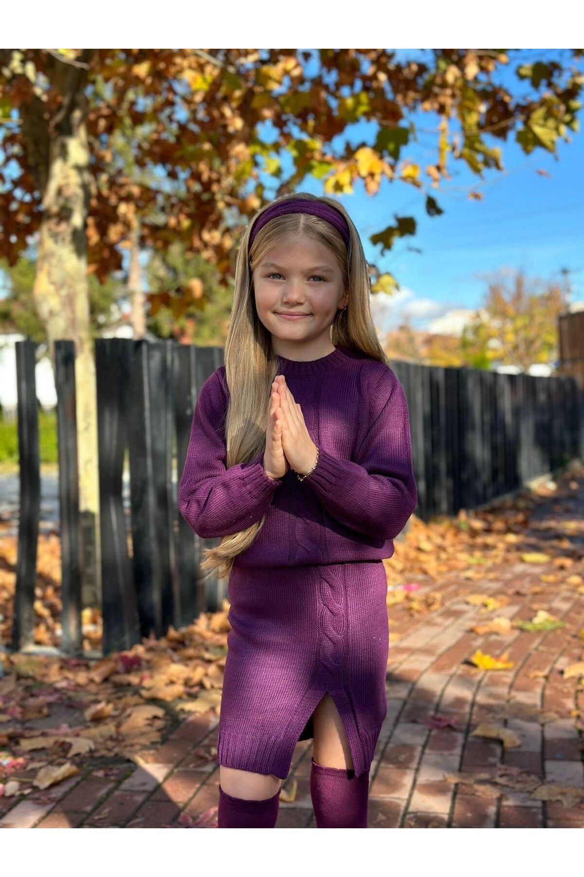 KOKOŞ BEBEK Kız Çocuk Triko Etek – Kazak – Bandana Set - 2/12 Yaş - 31586 fotoğrafı 2 (önizleme)