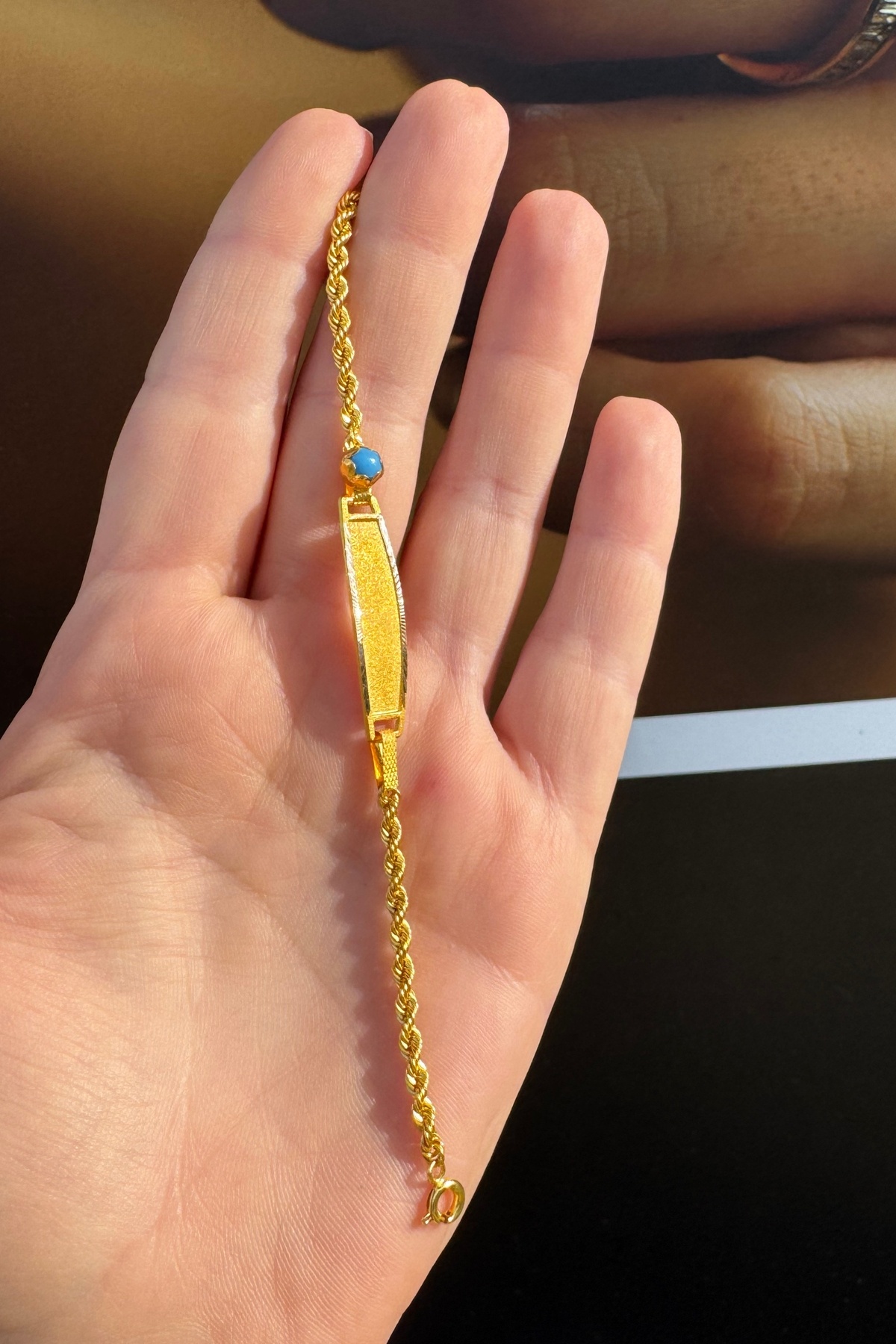 UKBA GOLD 14 Ayar Halat Zincirli Çocuk & Bebek Künyesi 1