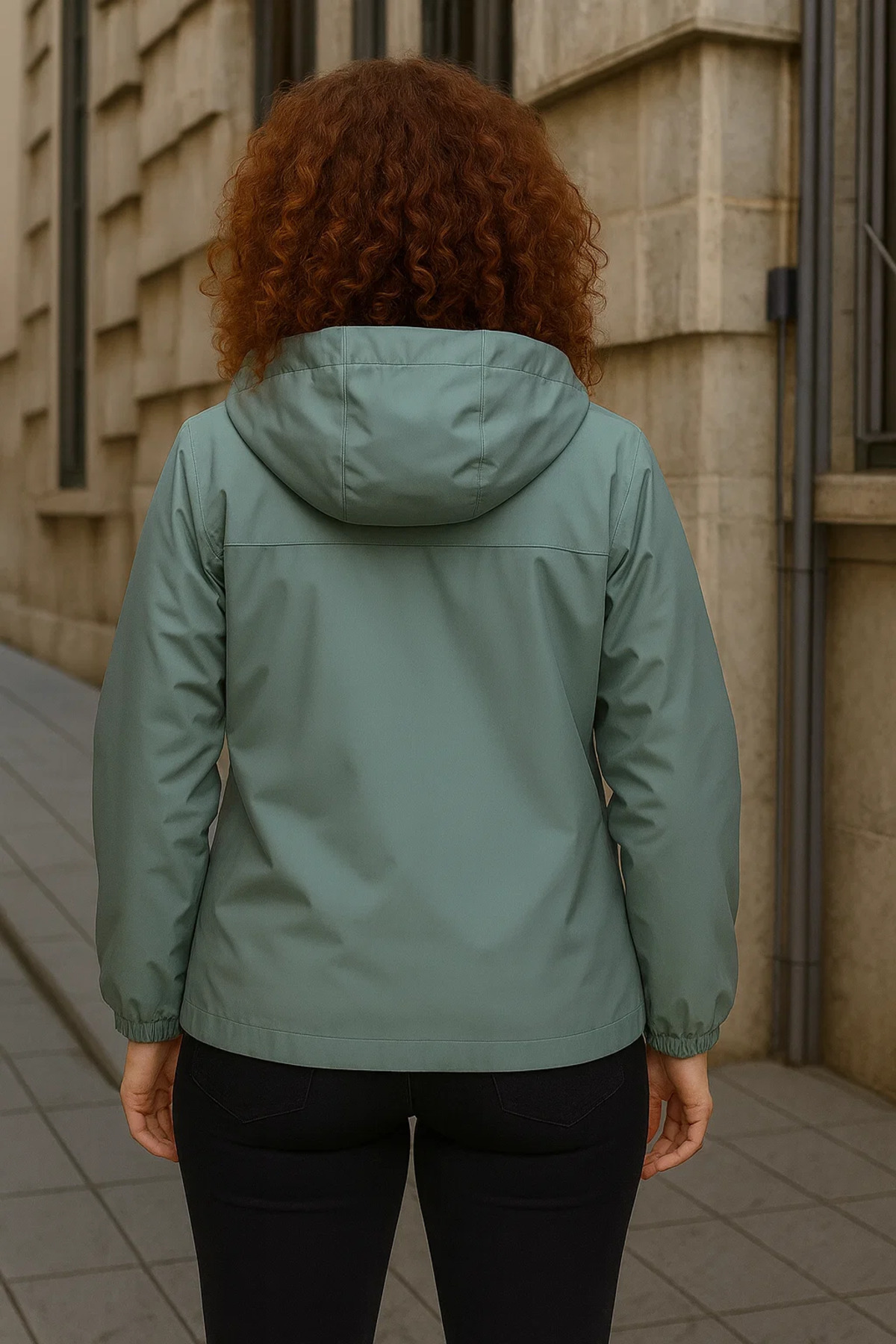 comstar  Kadın Astarlı Kapşonlu Mint Rüzgarlık & Yağmurluk - Görsel 6