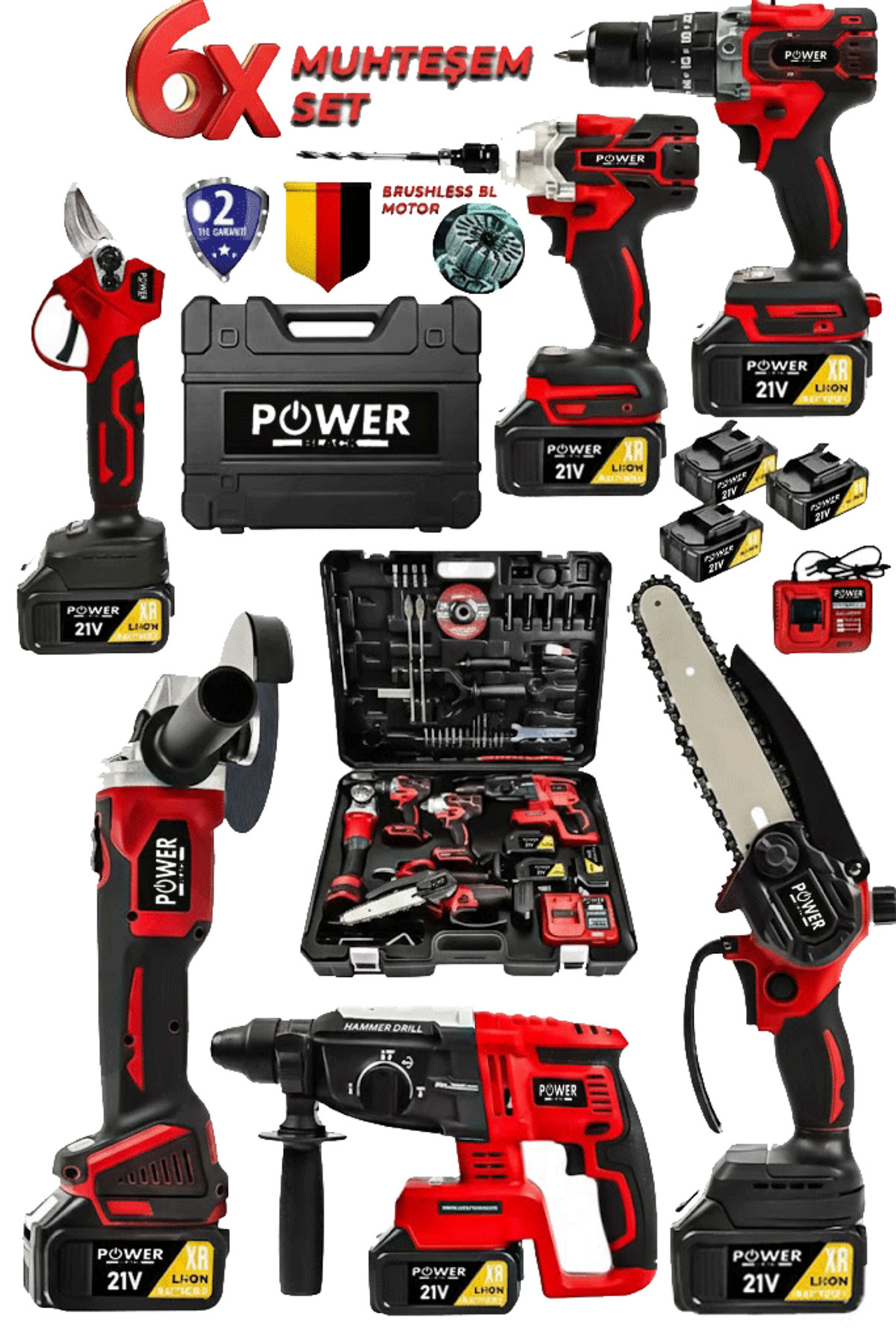 POWER BLACK ultra lüks 5 li set 3 bataryalı 5 ürün kırmızı