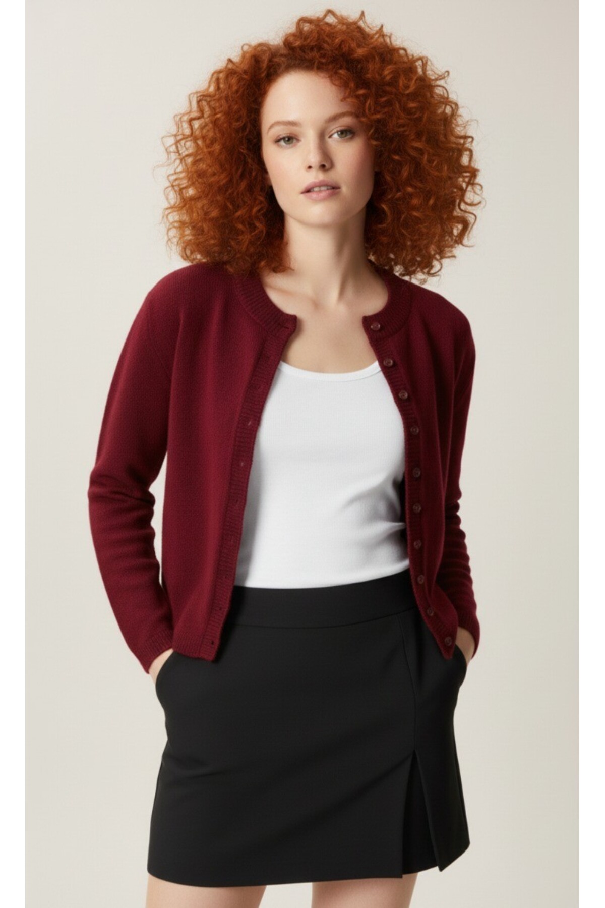 Ugdelia  Kadın Bisiklet Yaka Basic Triko Hırka - Görsel 2