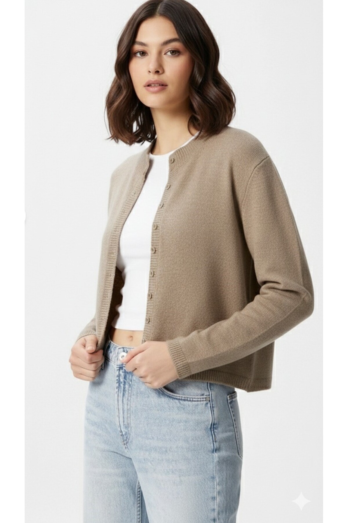 Ugdelia  Kadın Bisiklet Yaka Basic Triko Hırka - Görsel 5