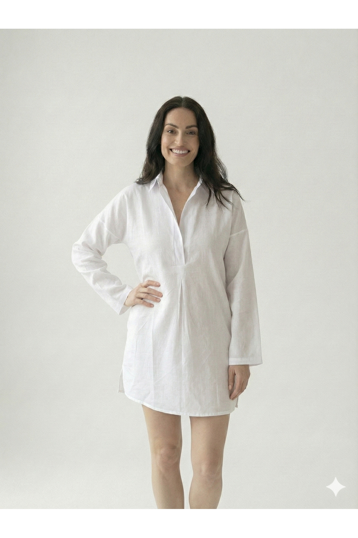 Mulia Beyaz Vual Elbise