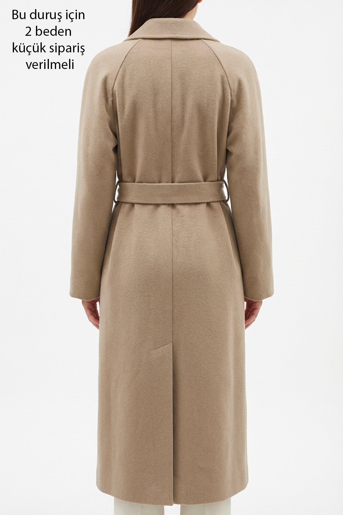 Soydan Güner  Kadın Oversize Kuşaklı Uzun Kaban (Gerçek Bedenden 2 Beden Büyük) Bej 2050 - Görsel 7