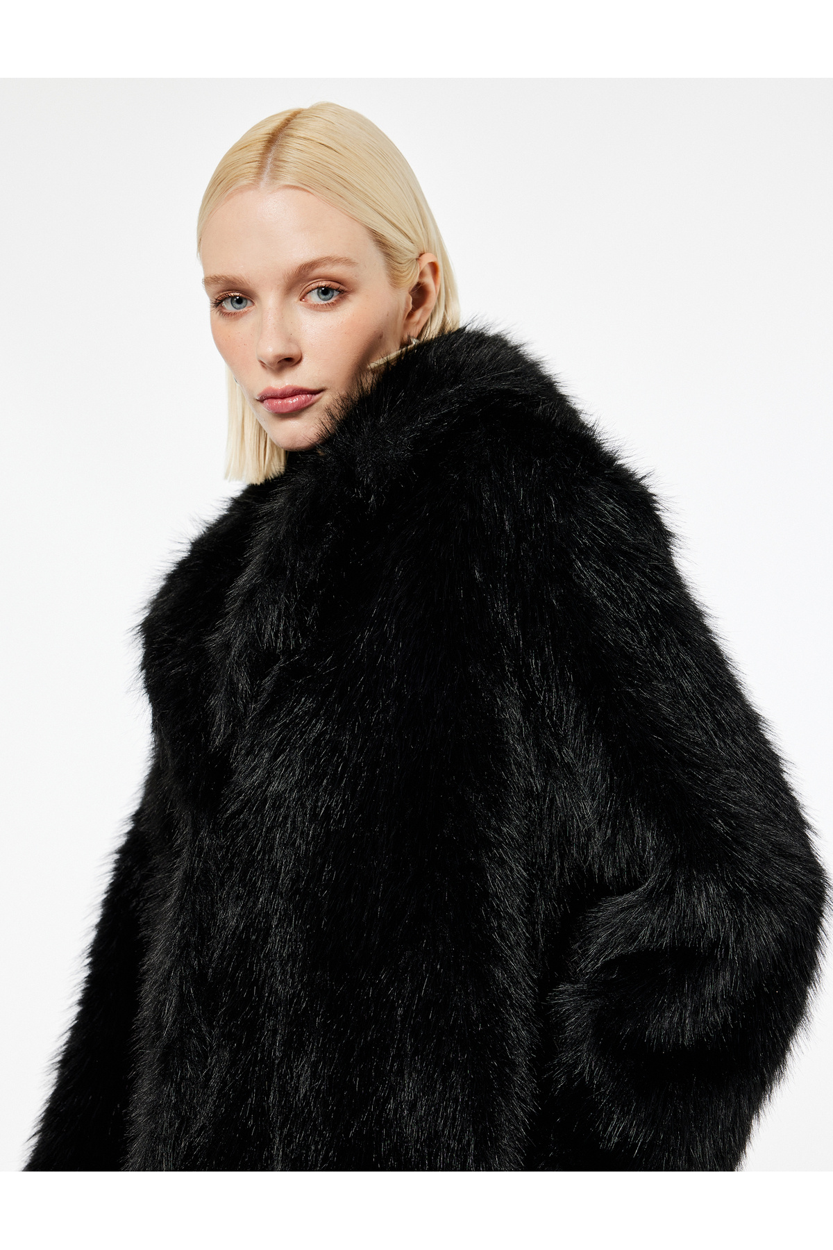 Koton  Suni Kürk Kaban Oversize Uzun Kollu Cepli - Görsel 3