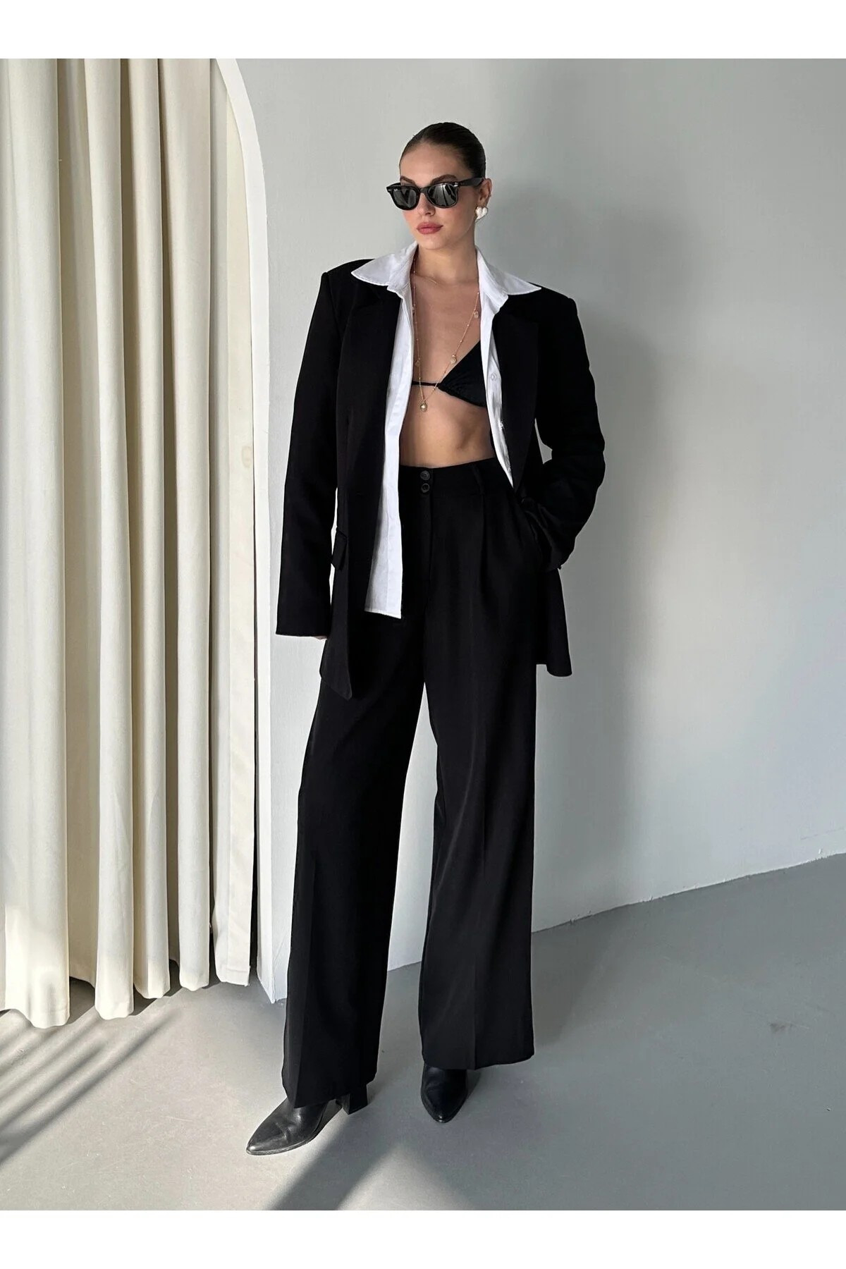 My Blog Schwarzes Cintia-Jacken-Hosen-Set – 98612