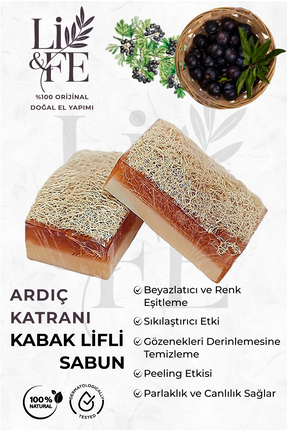 Li&Fe Market Kabak Lifli Doğal Ardıç Özlü Peeling Sabunu Selülit ve Kırışıklı...