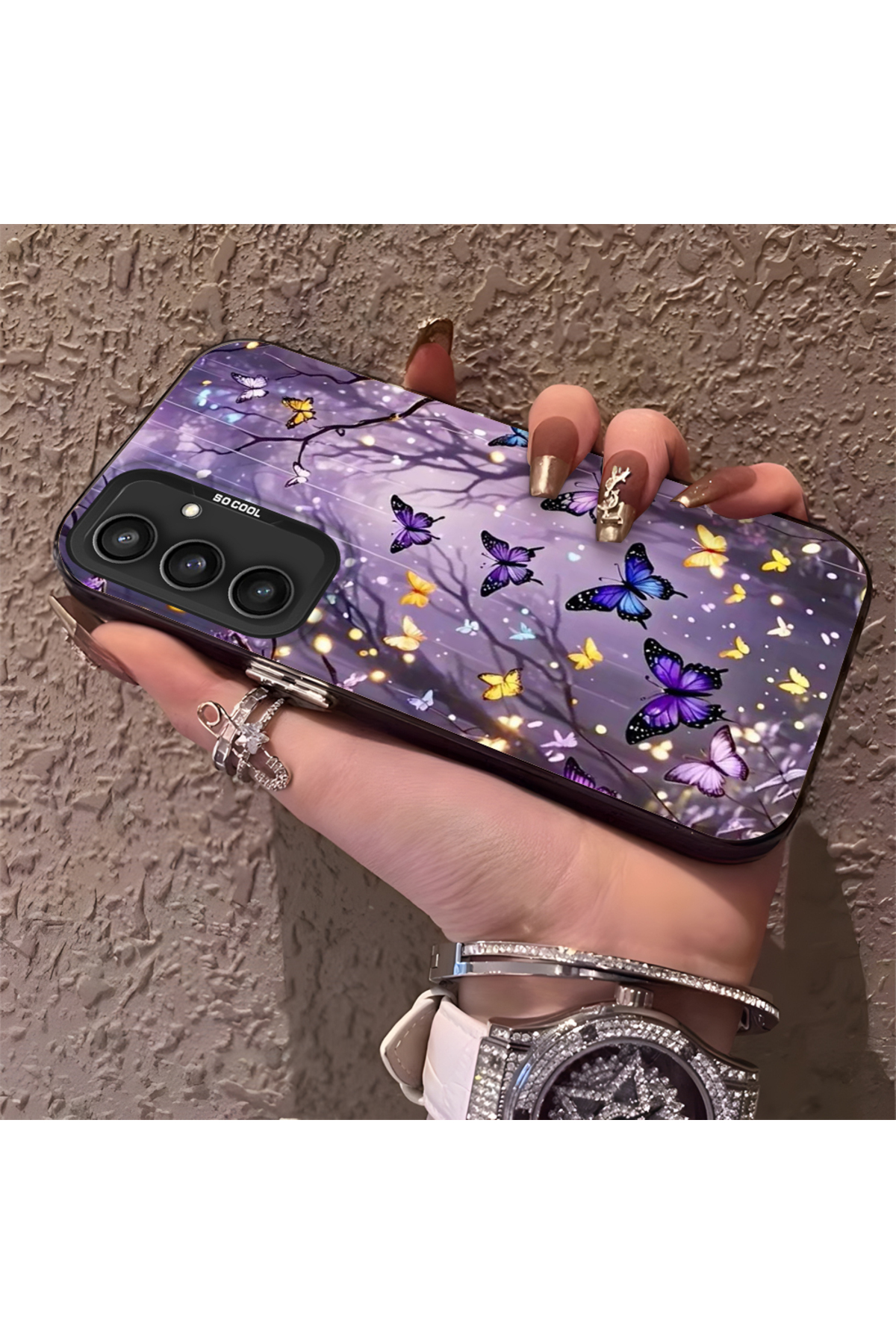 Samsung Galaxy S23 Fe Compatible Phone Case Beautiful Butterfly Anti-Shock Camera Anti-Fall