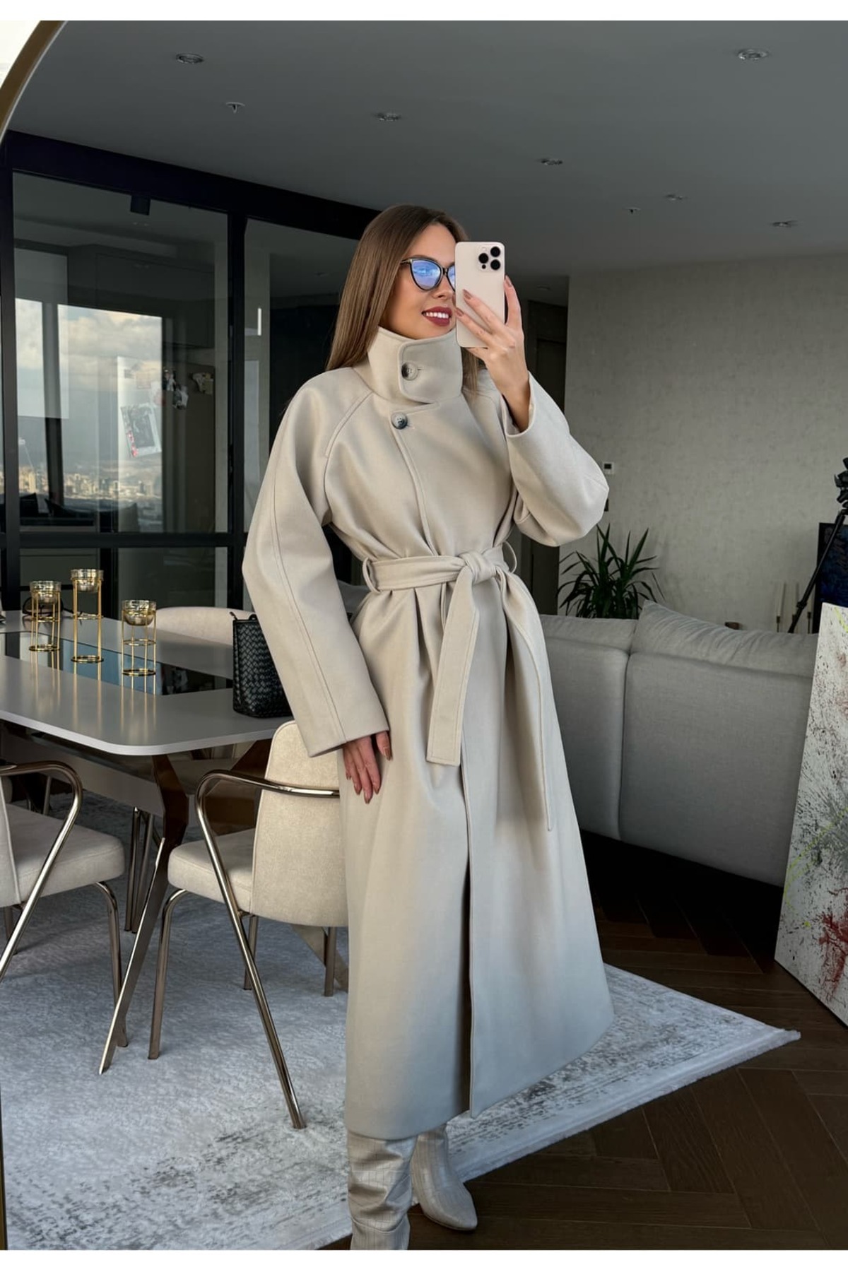 ln8  Boğazlı Uzun Kaşe Kaban