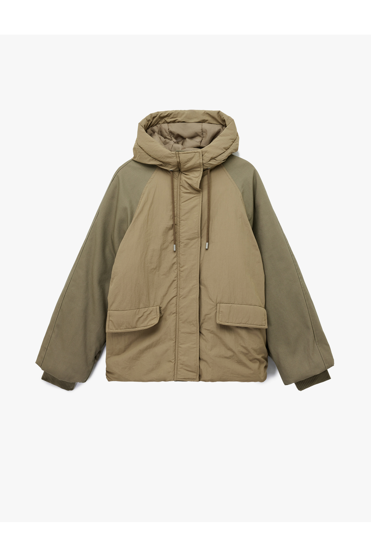 Koton  Uzun Kollu Cepli Kapüşonlu Bomber Mont - Görsel 4