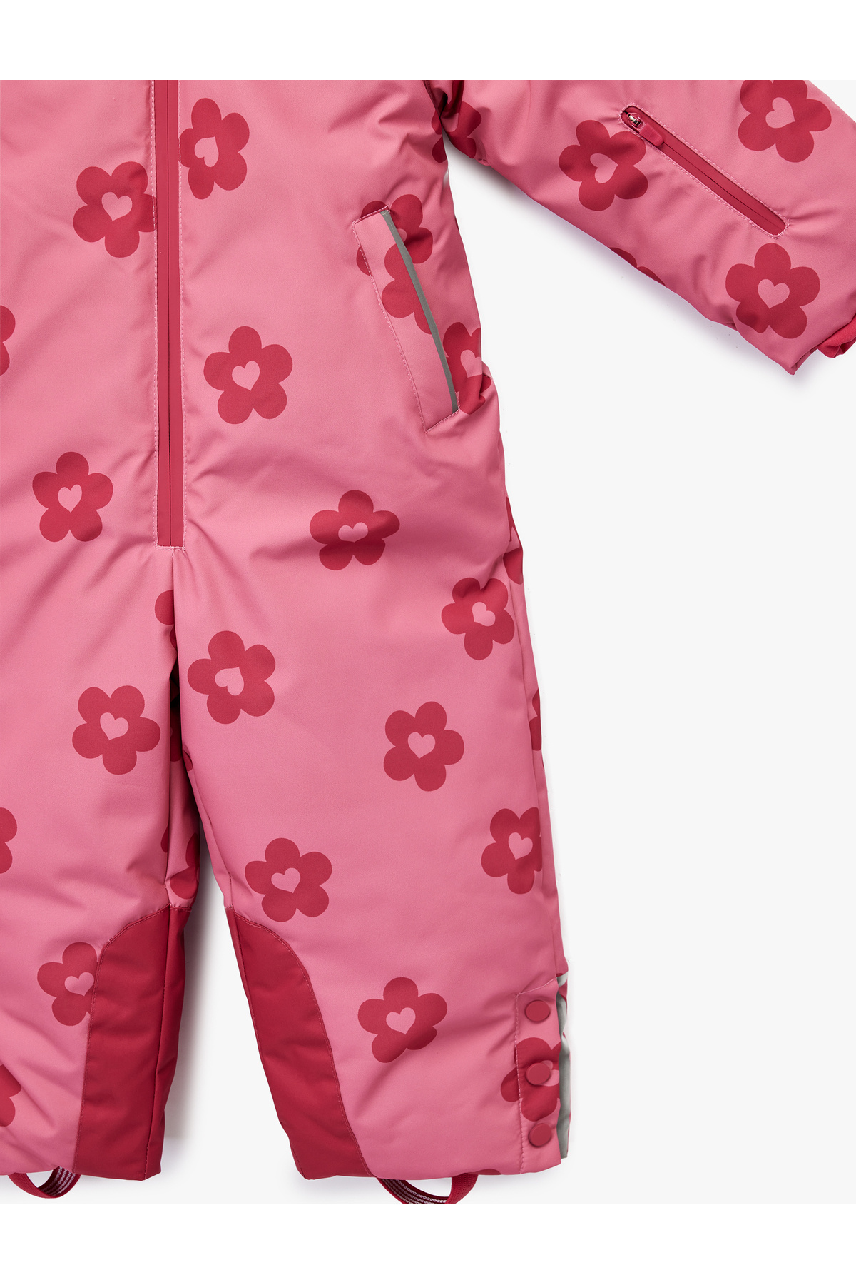 Koton Uzun Kollu Çiçekli Fermuarlı Kapşonlu Kar Tulumu fotoğrafı 3 (önizleme)