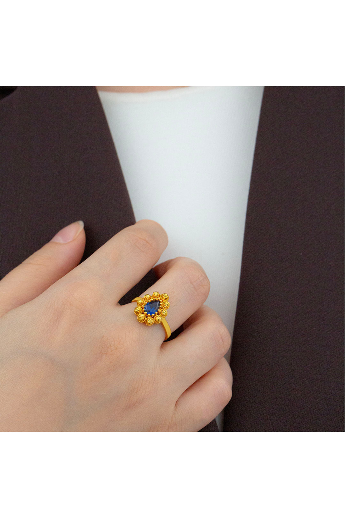 Gl8k Mavi Taşlı Dorika Yüzük