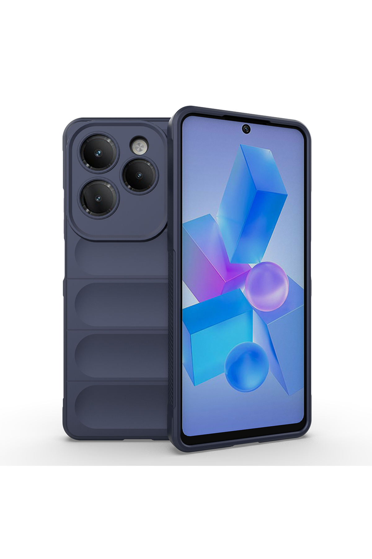 İnfinix Hot 40 Pro Kılıf Esnek TPU Oyuklu Arka Yüzey Tasarımlı ANKY Etnik Silikon Kapak - Lacivert