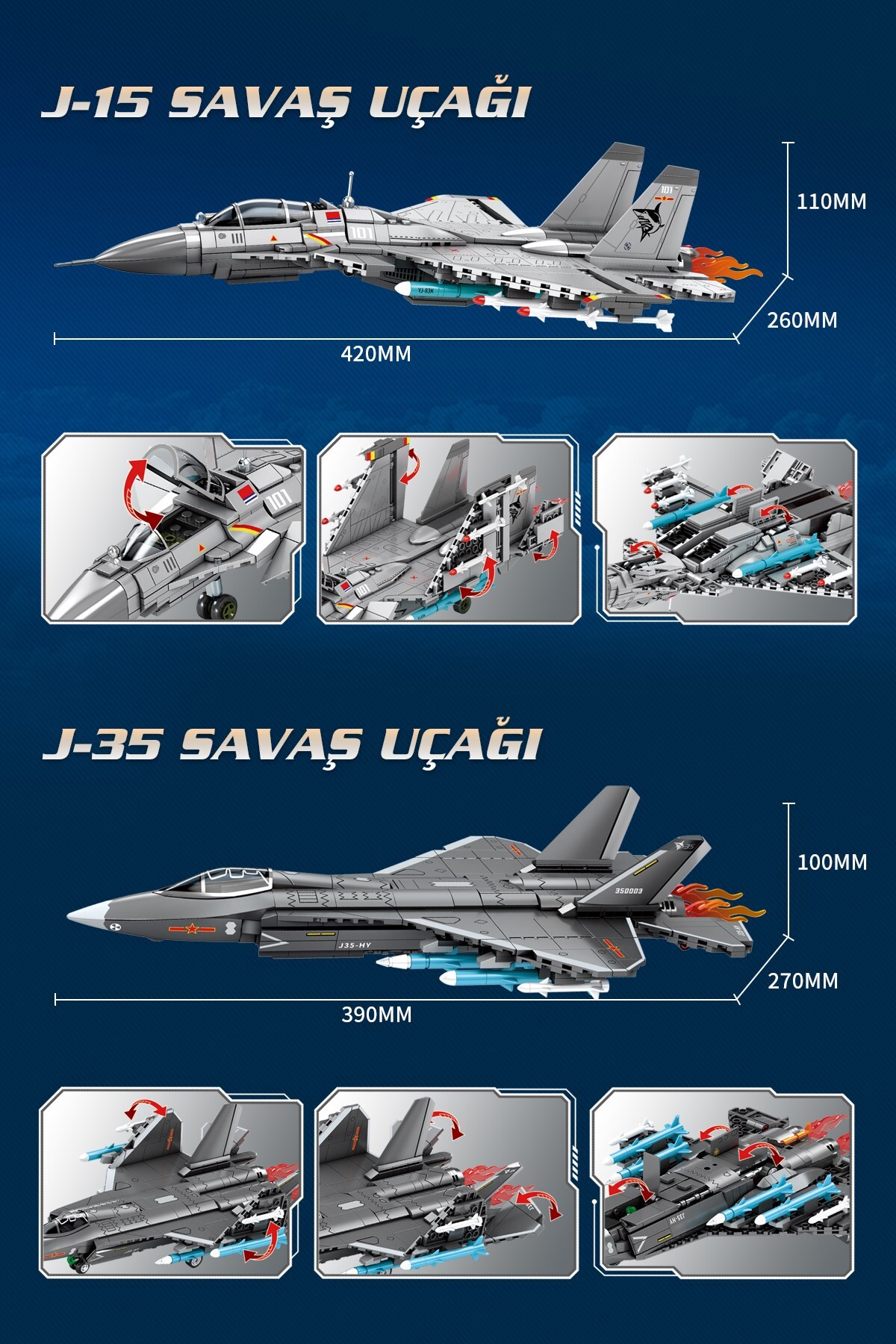 ست بلوک‌های ساختمانی بال‌های فولادی دریاها – ۱۸۱۴ قطعه
