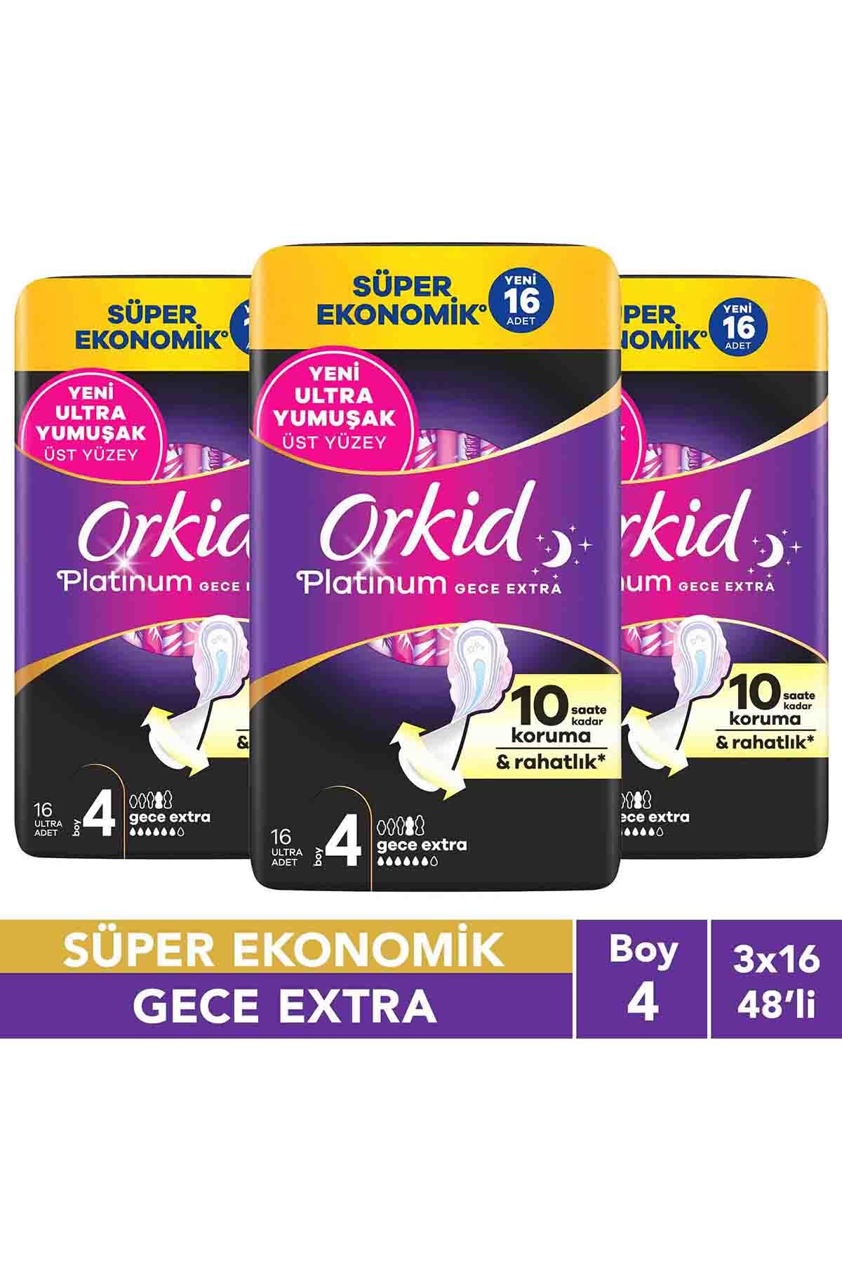 Orkid Platinum Gece Extra (Boy 4) 16 Adet Süper Ekonomik Hijyenik Ped x3 - Fiyatı, Yorumları