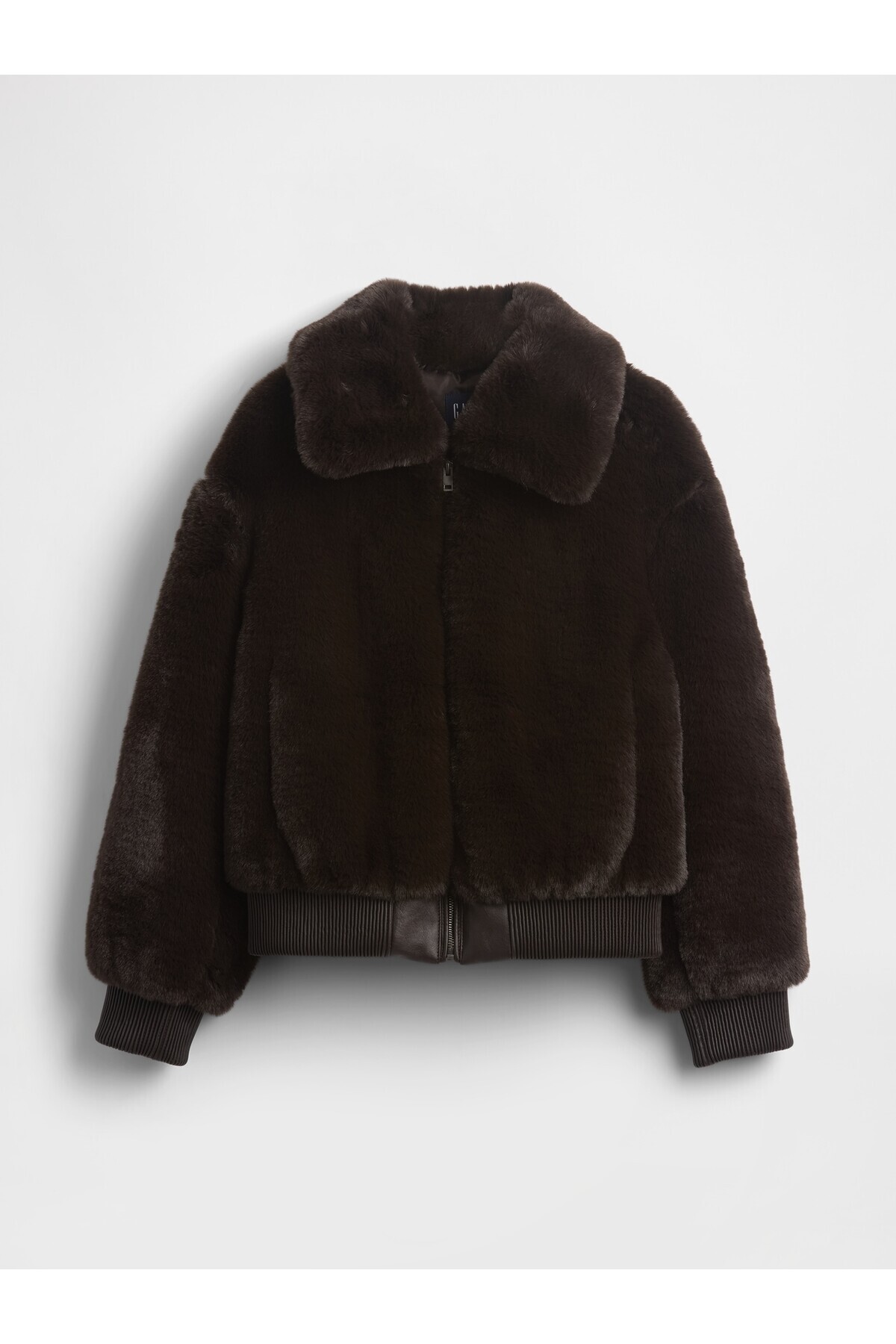 GAP  Kadın Koyu Kahverengi Faux-Fur Bomber Ceket - Görsel 2