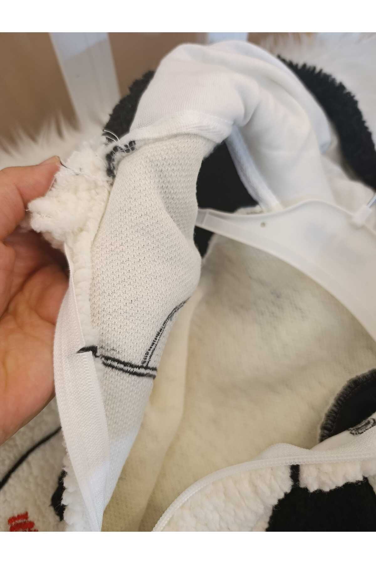 BY TUNA DESİGN Kışlık Panda Temalı Kapüşonlu Bebek Tulum – Peluş Welsoft, Fermuarlı fotoğrafı 4 (önizleme)