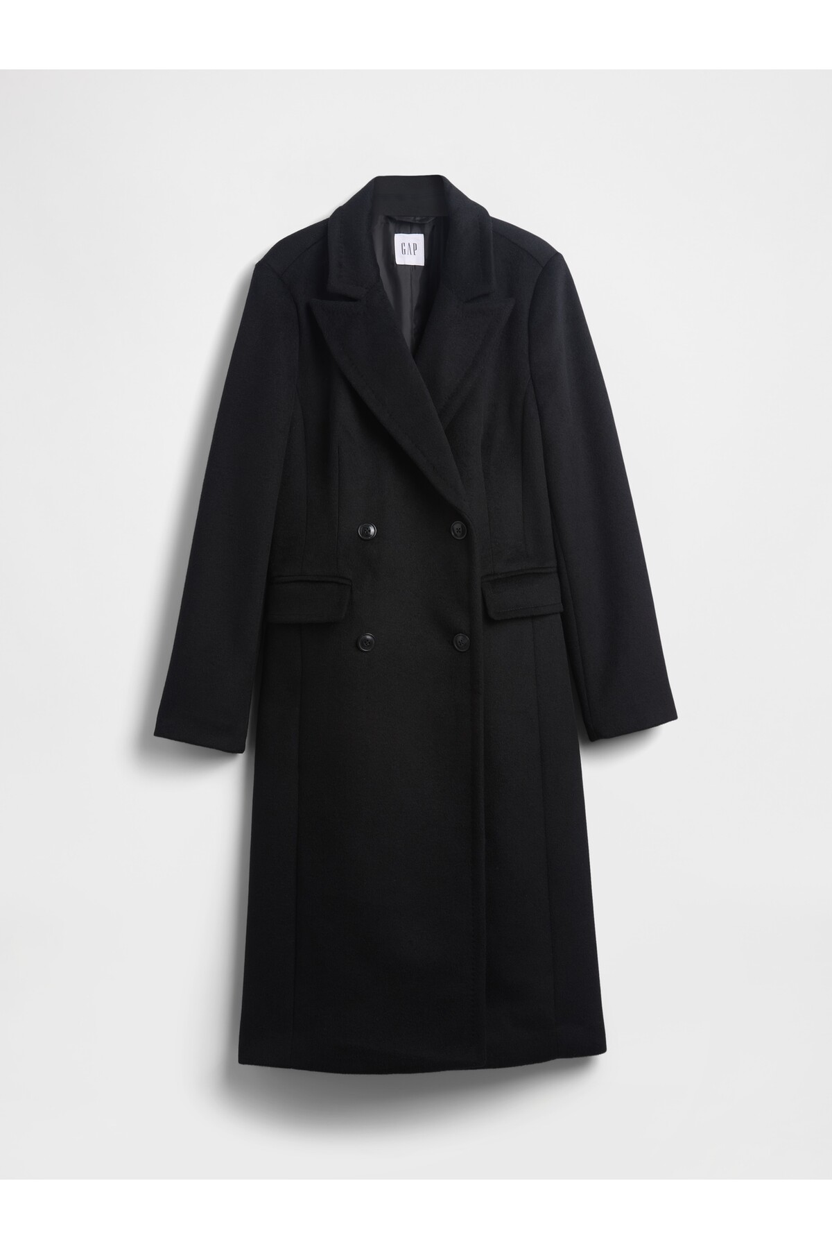 GAP  Kadın Siyah Yün Karışımı Chesterfield Palto - Görsel 2