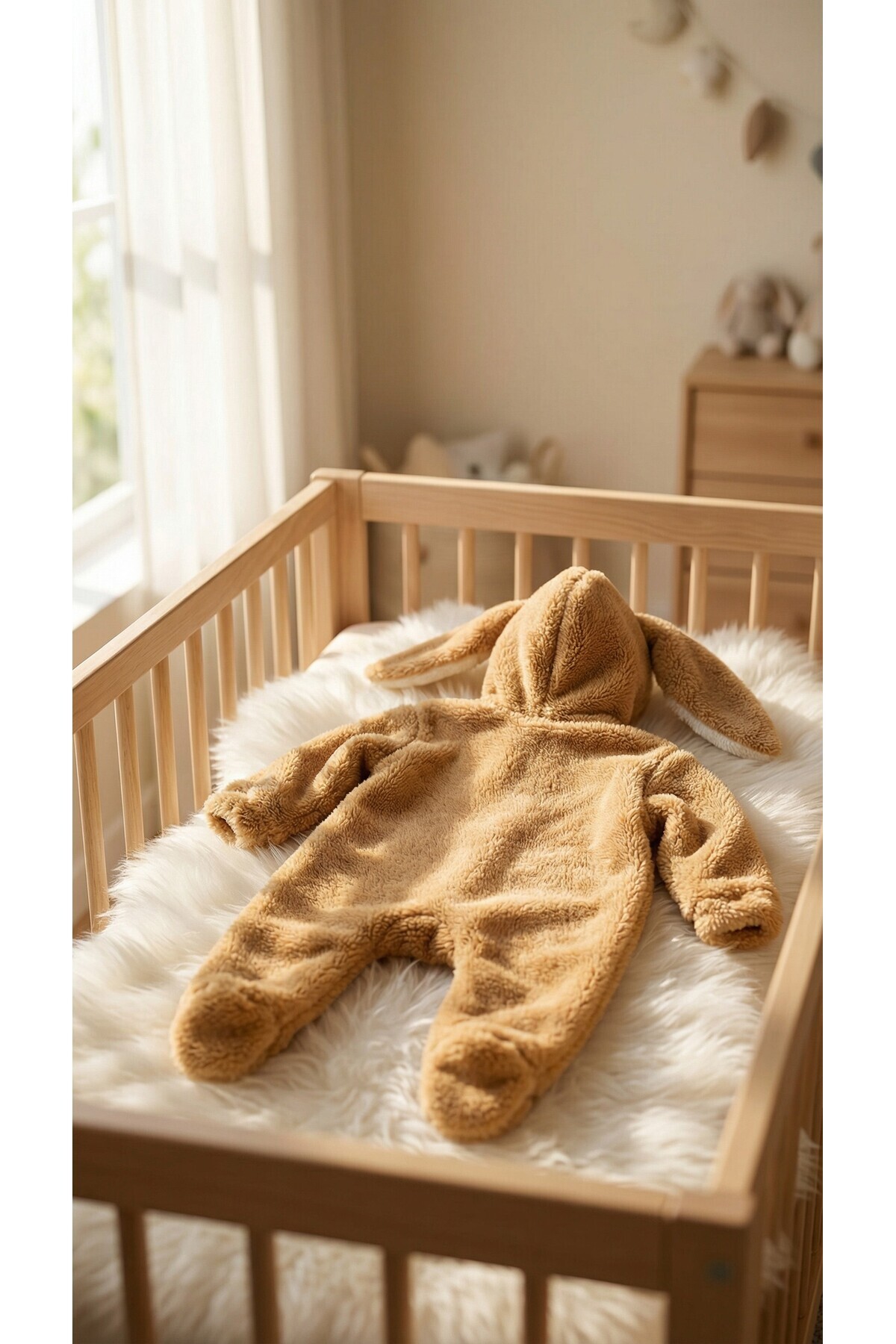 bebek_iklimi İsimli Peluş Kışlık Bebek Tulumu 0-12 Ay – Kapüşonlu Tavşan Kulaklı Patikli fotoğrafı 4 (önizleme)