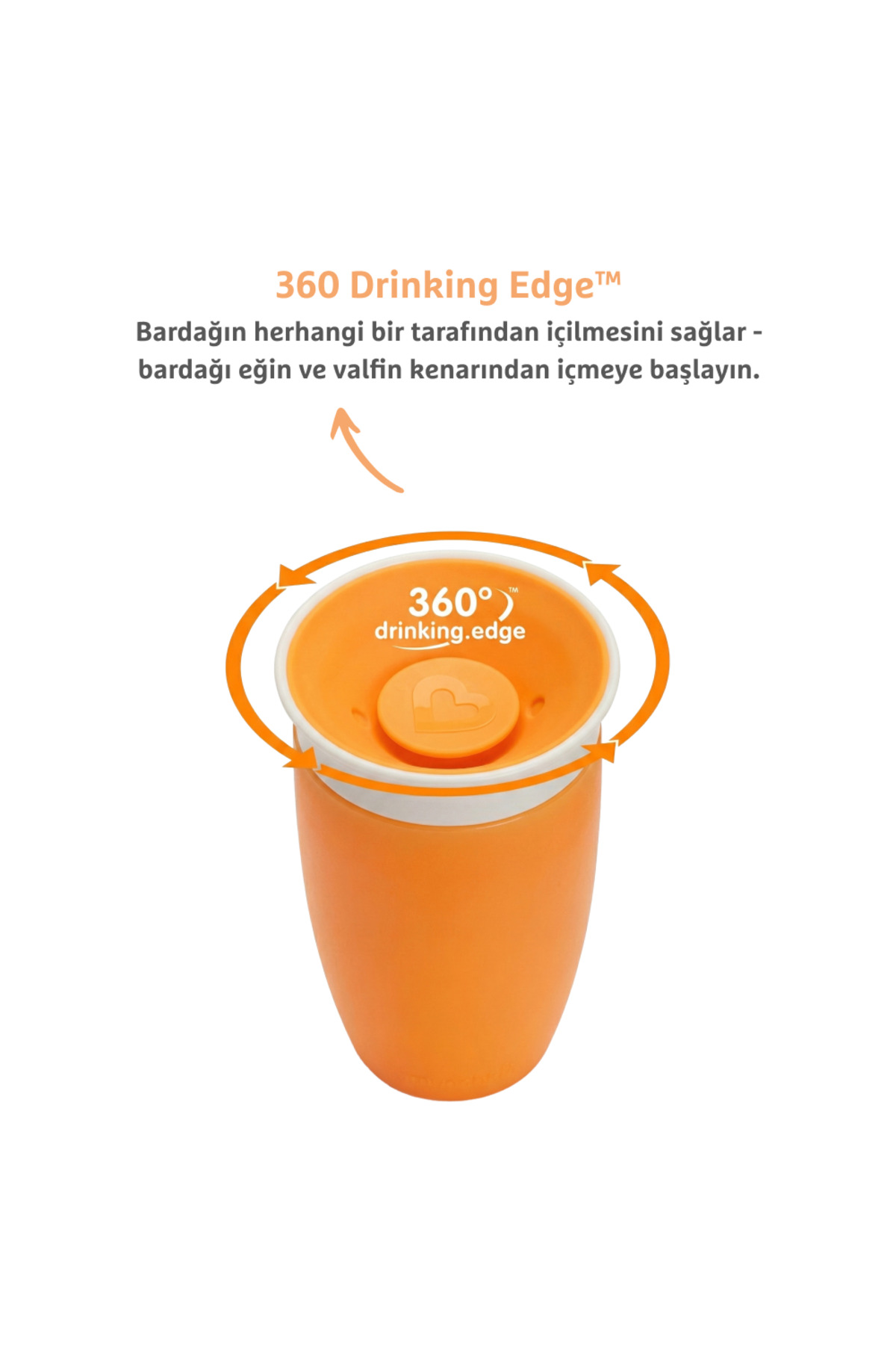 Munchkin Mucize 360° Alıştırma Bardağı, 12ay+, 296ml Turuncu fotoğrafı 2 (önizleme)