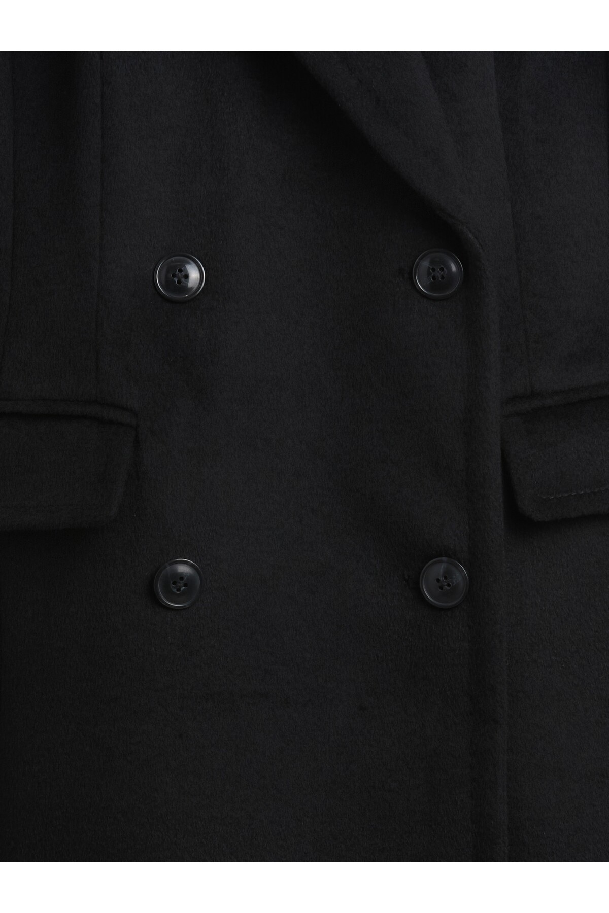 GAP  Kadın Siyah Yün Karışımı Chesterfield Palto - Görsel 3