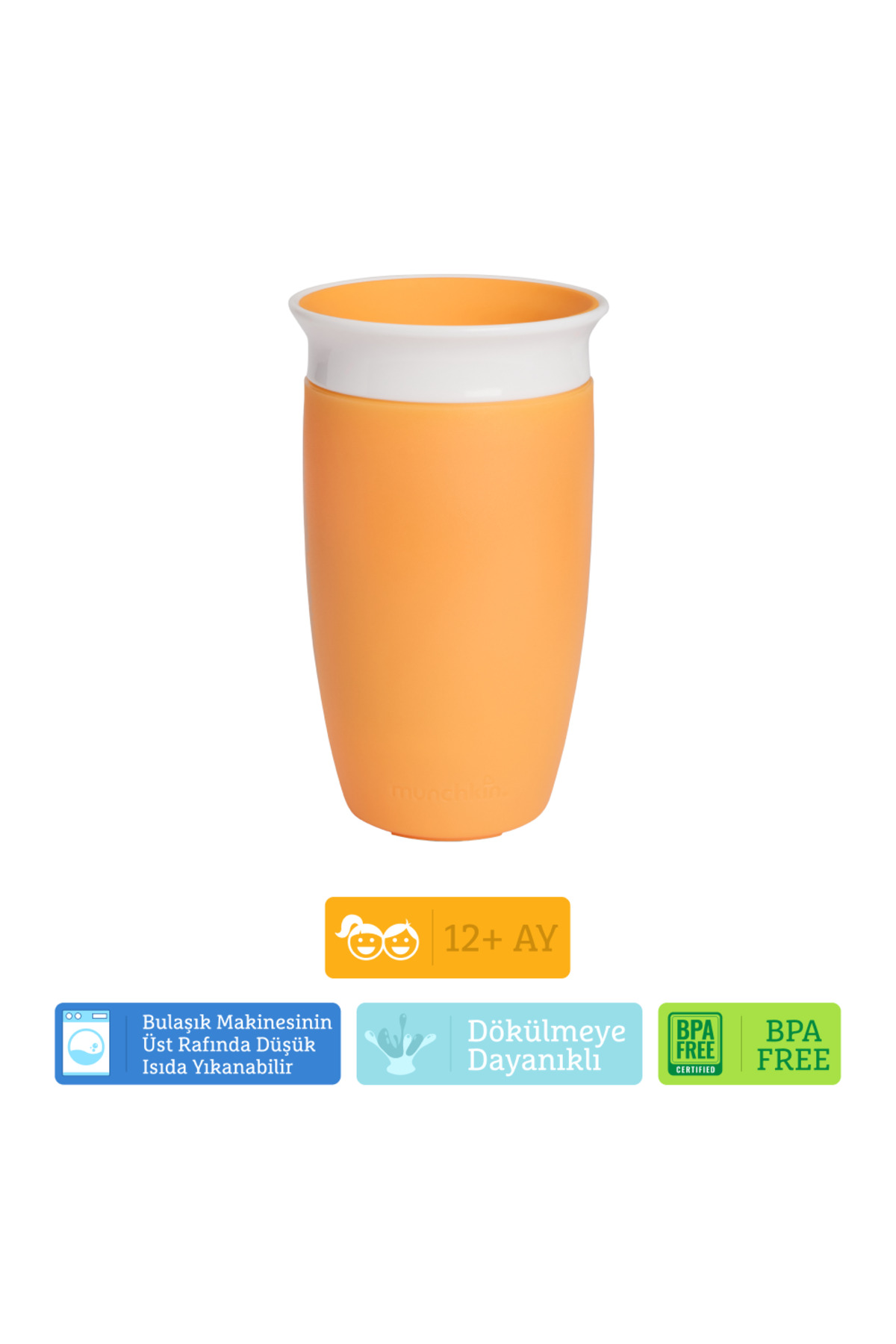 Munchkin Mucize 360° Alıştırma Bardağı, 12ay+, 296ml Turuncu fotoğrafı 7 (önizleme)