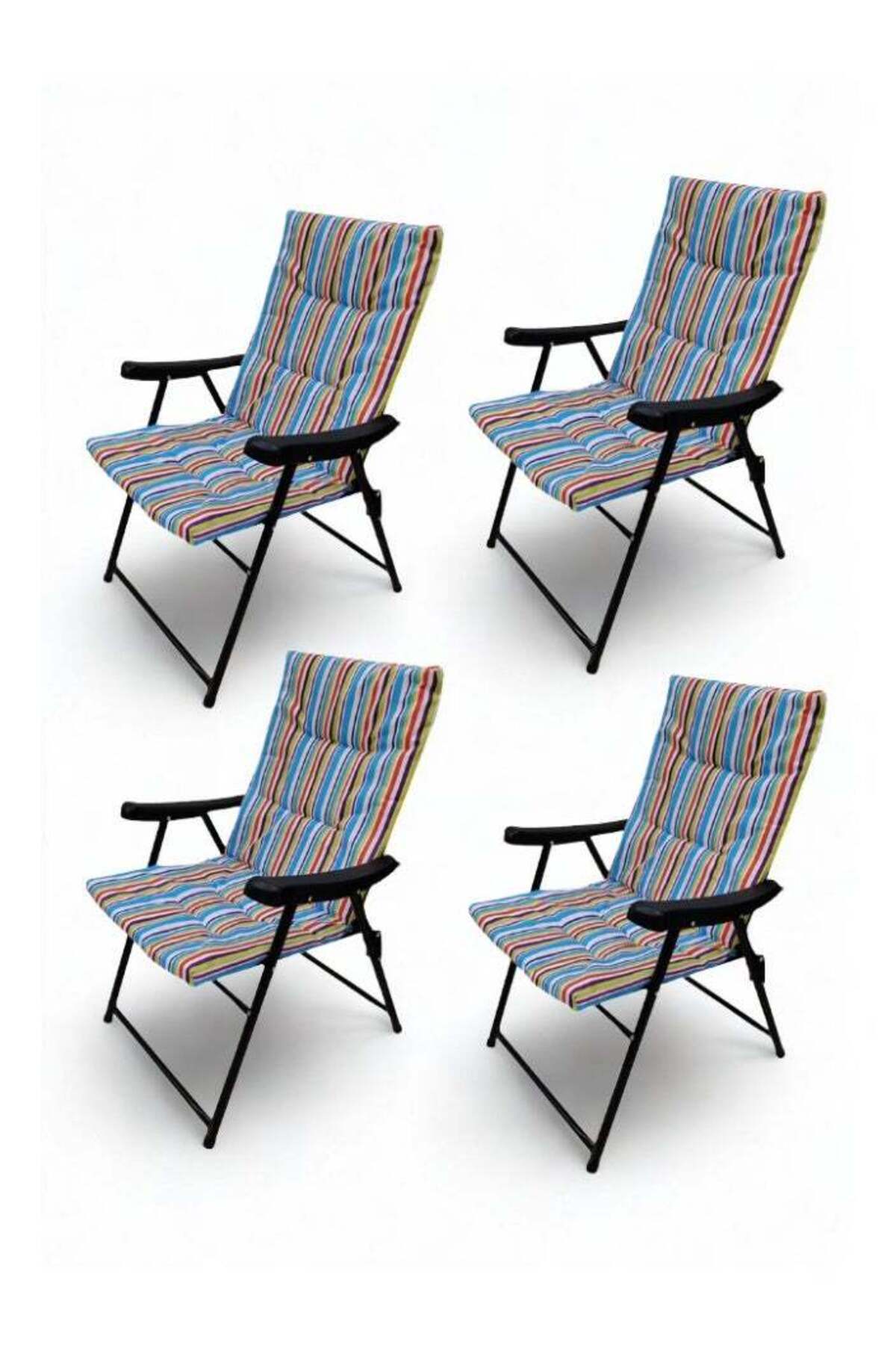 مجموعة كراسي تخييم قابلة للطي من سمارت هوم، 4 قطع - كرسي تخييم مبطن خفيف الوزن مع ظهر مرتفع للاستخدام الخارجي