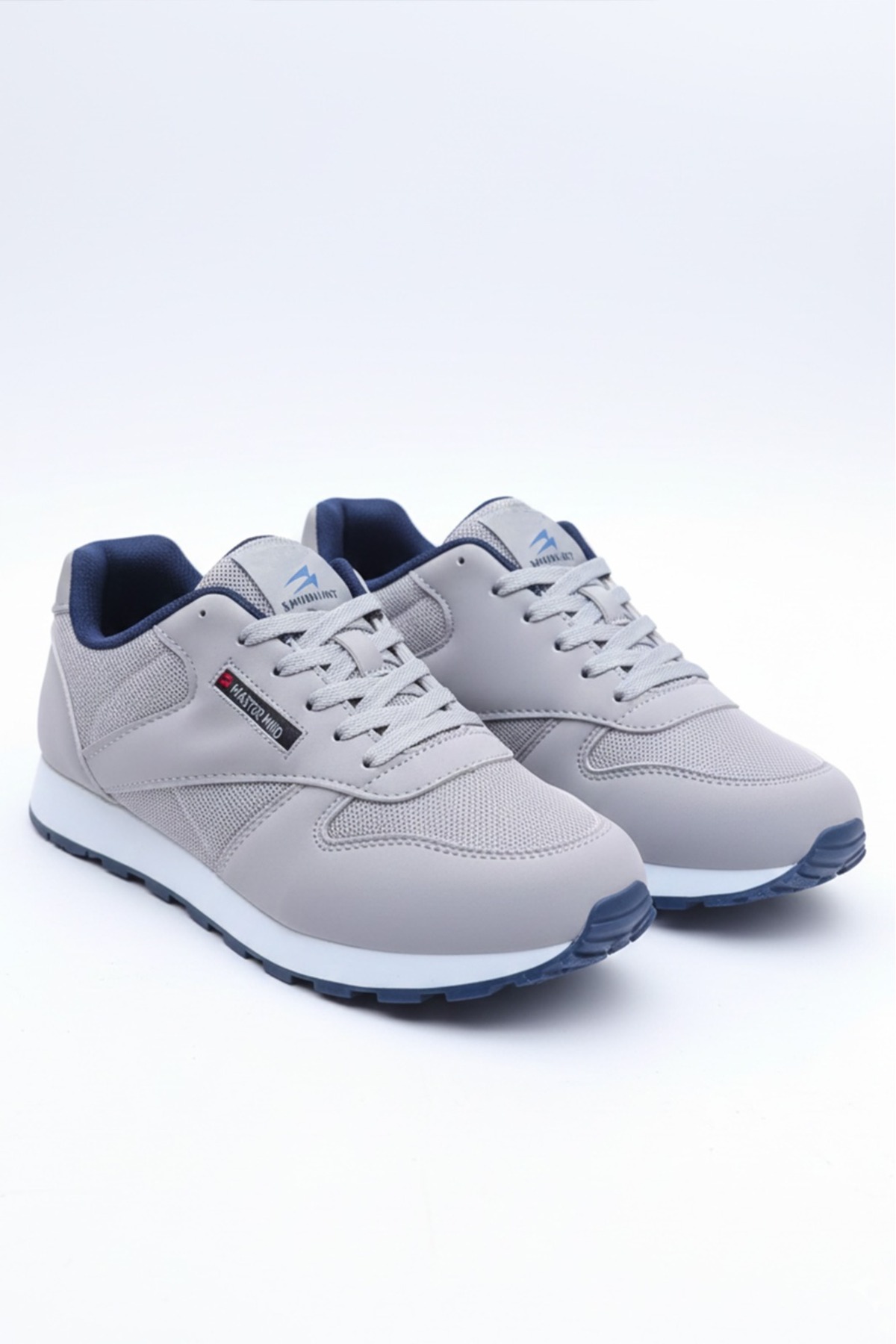 WEBORN  Erkek Gri Lacivert Ortopedik Esnek Bağcıklı Hava Alan Rahat Yumuşak Taban Sneaker Spor Ayakkabı - Görsel 6