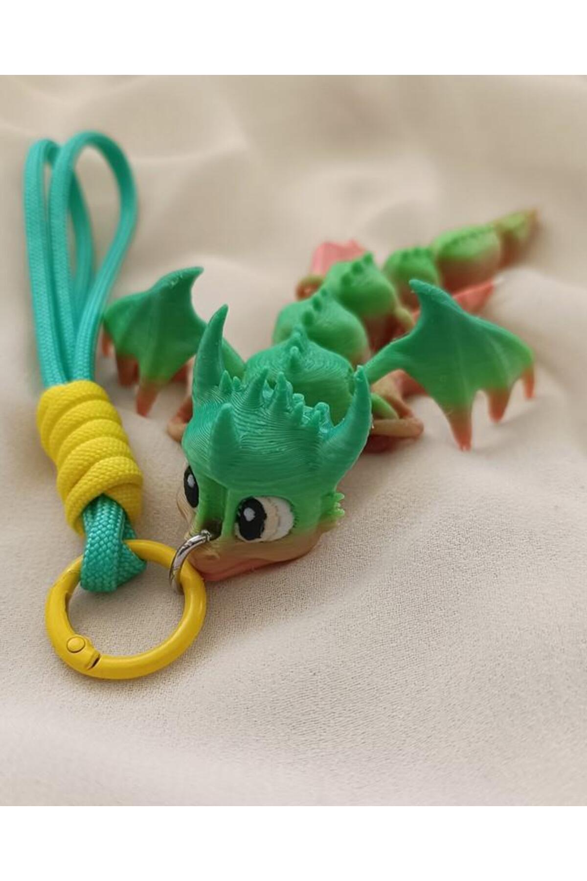 Hd Marketim Anahtarlık Çanta Süsü 3D Ejderha Oynar Eklem Oyuncak Yılbaşı Doğum Günü Hediye Sarı fotoğrafı 4 (önizleme)