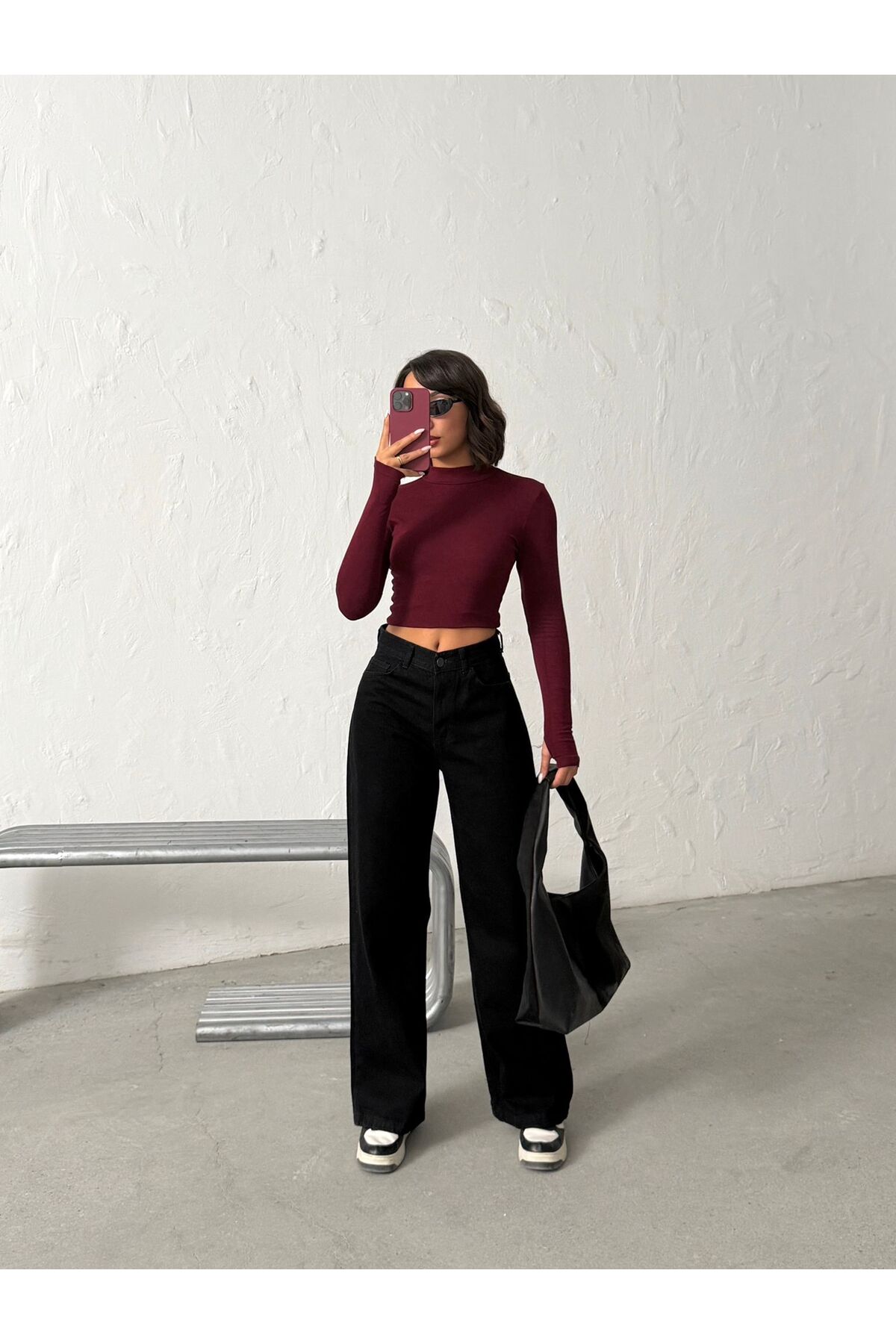 BLACK FULL MOULD HIGH WAIST WIDE LEG