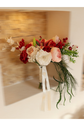 Ütopik çiçek Özel tasarım Lilyum Şakayık Gelin Buketi Gelin Çiçeği