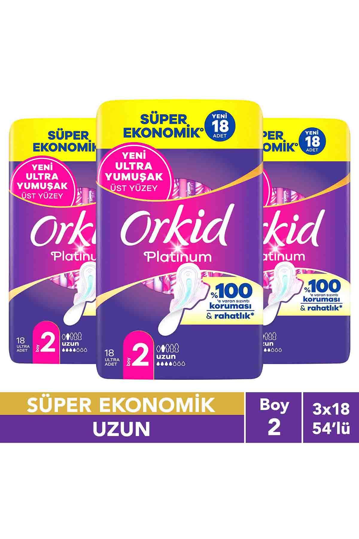Orkid Platinum Uzun (Boy 2) 18 Adet Süper Ekonomik Hijyenik Ped x3 - Fiyatı, Yorumları