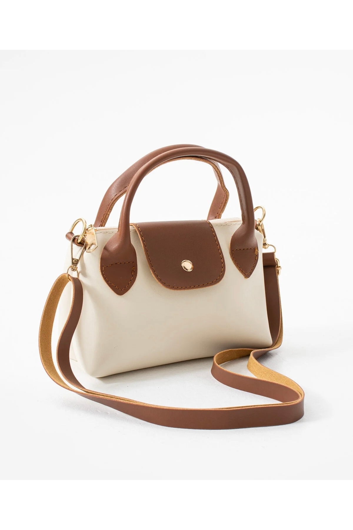 EZLEM Krem ženska mala torba za ruku i rame sa ručkom od veštačke kože