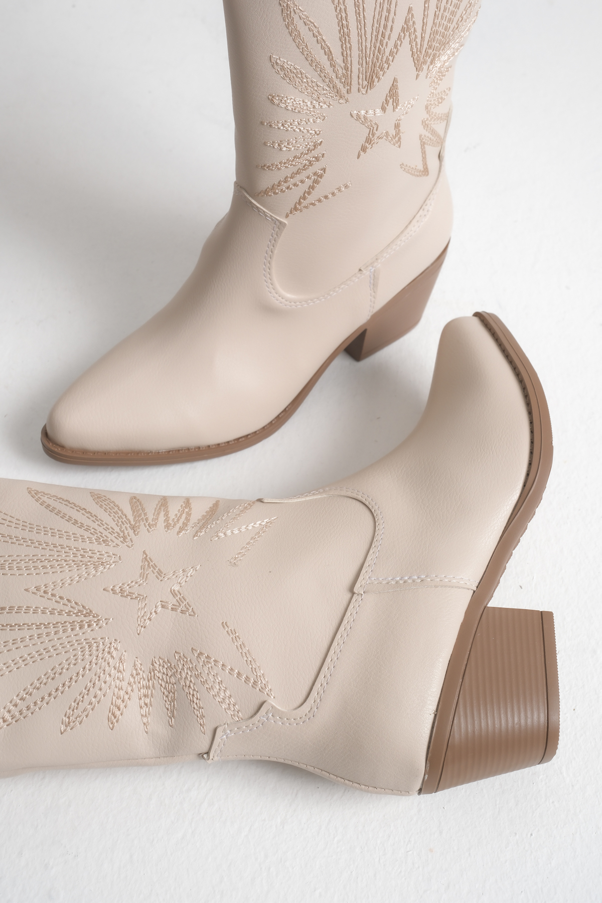 meyra'nın ayakkabıları  Kadın Ten Cilt Uzun Kovboy Çizme - Görsel 4