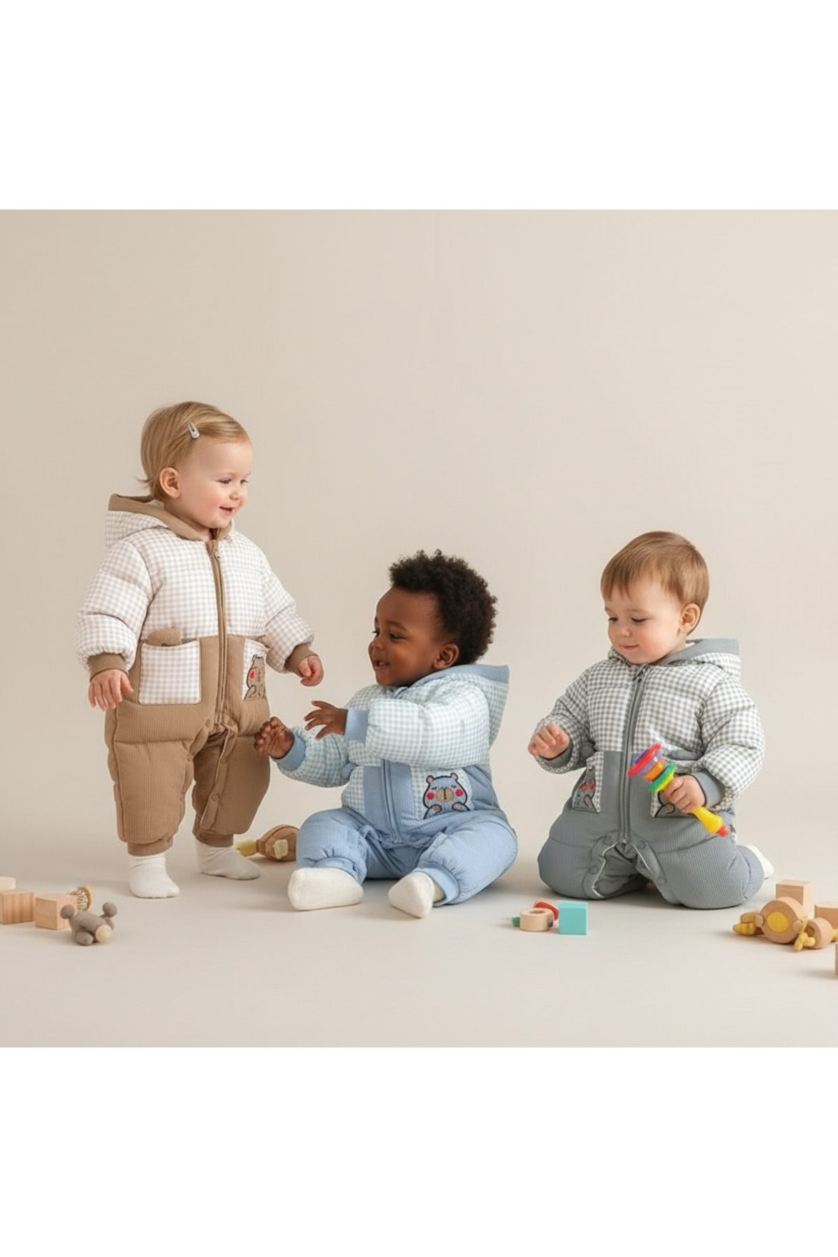 melisam.msg Kız Erkek Çocuk İçi Polar Kalın Sevimli Ayıcık Tulum Mont fotoğrafı 7 (önizleme)