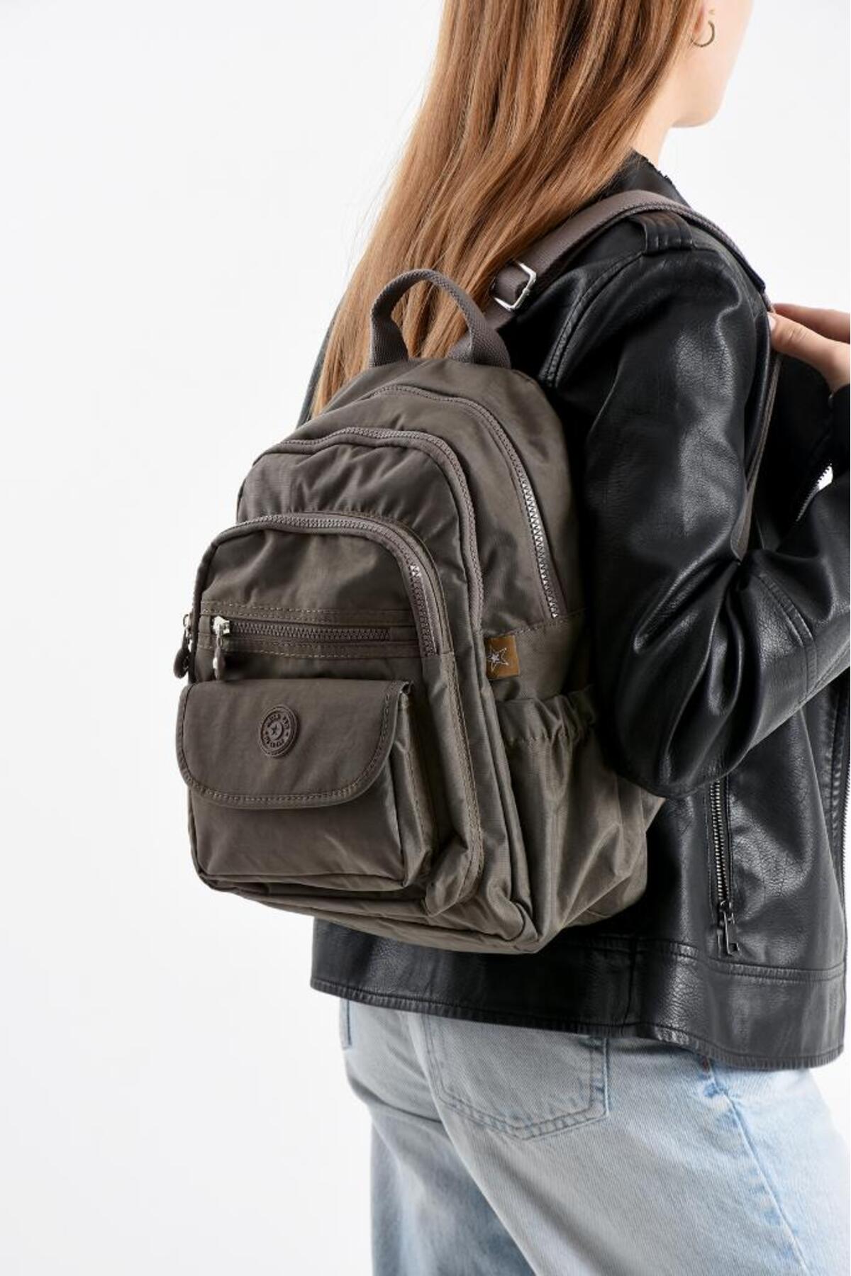 Women's Backpack Daily Use 32*25 Cm Clinker Fabric Multi-Pocket Lightweight Water Repellent Fabric