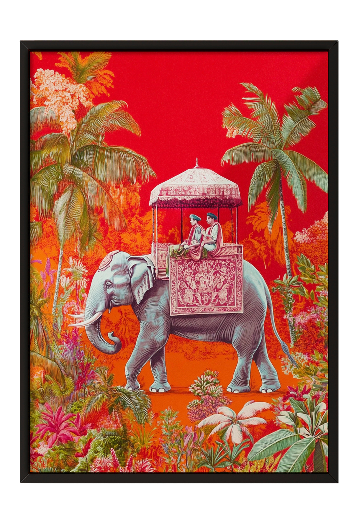 Black Framed Wall Table Exotic Elephant Office Decor