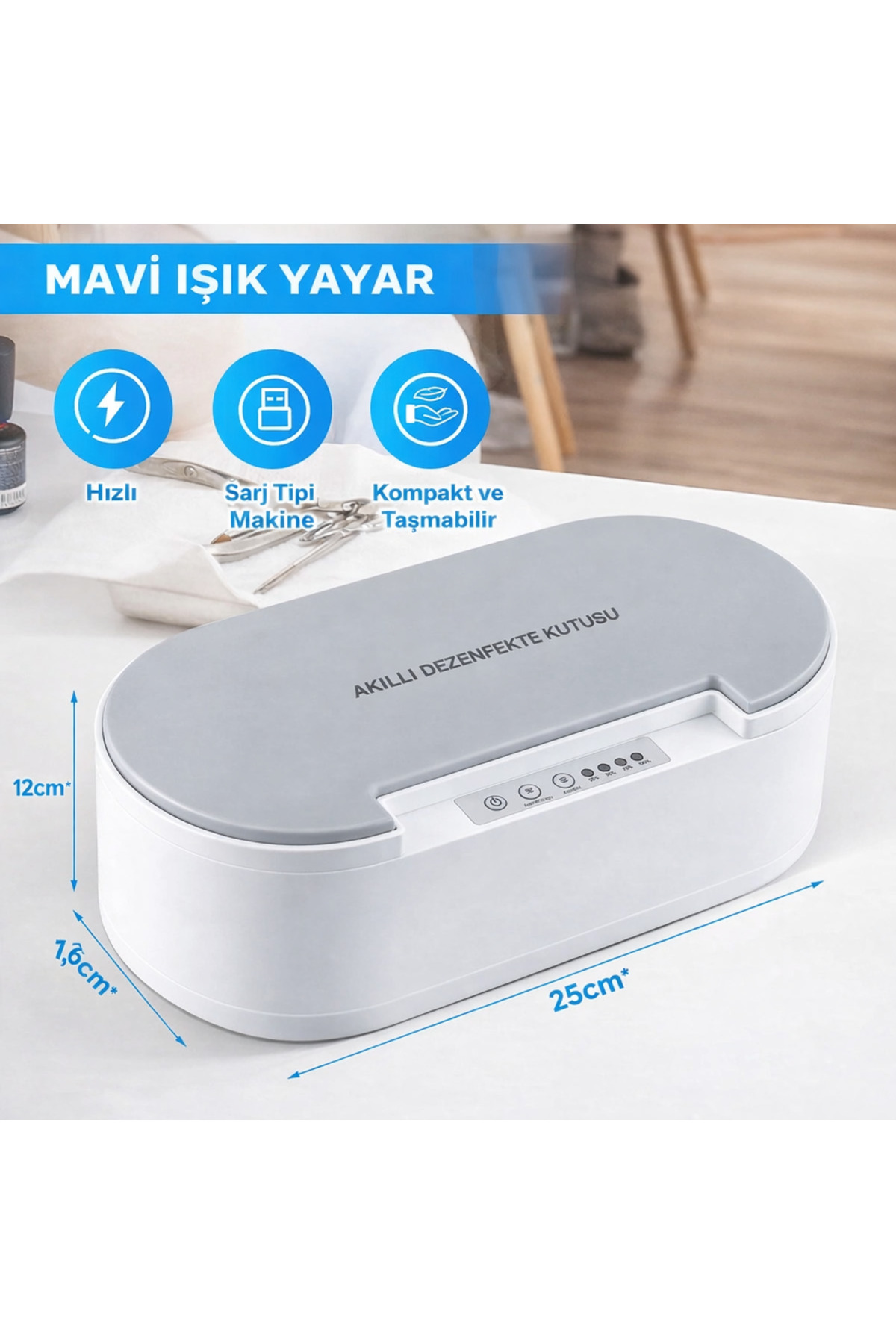 MDSTECH UV-C Dezenfeksiyon Kutusu | Telefon Maske Takı Sterilizasyon Cihazı %99,9 Hijyen fotoğrafı 3 (önizleme)