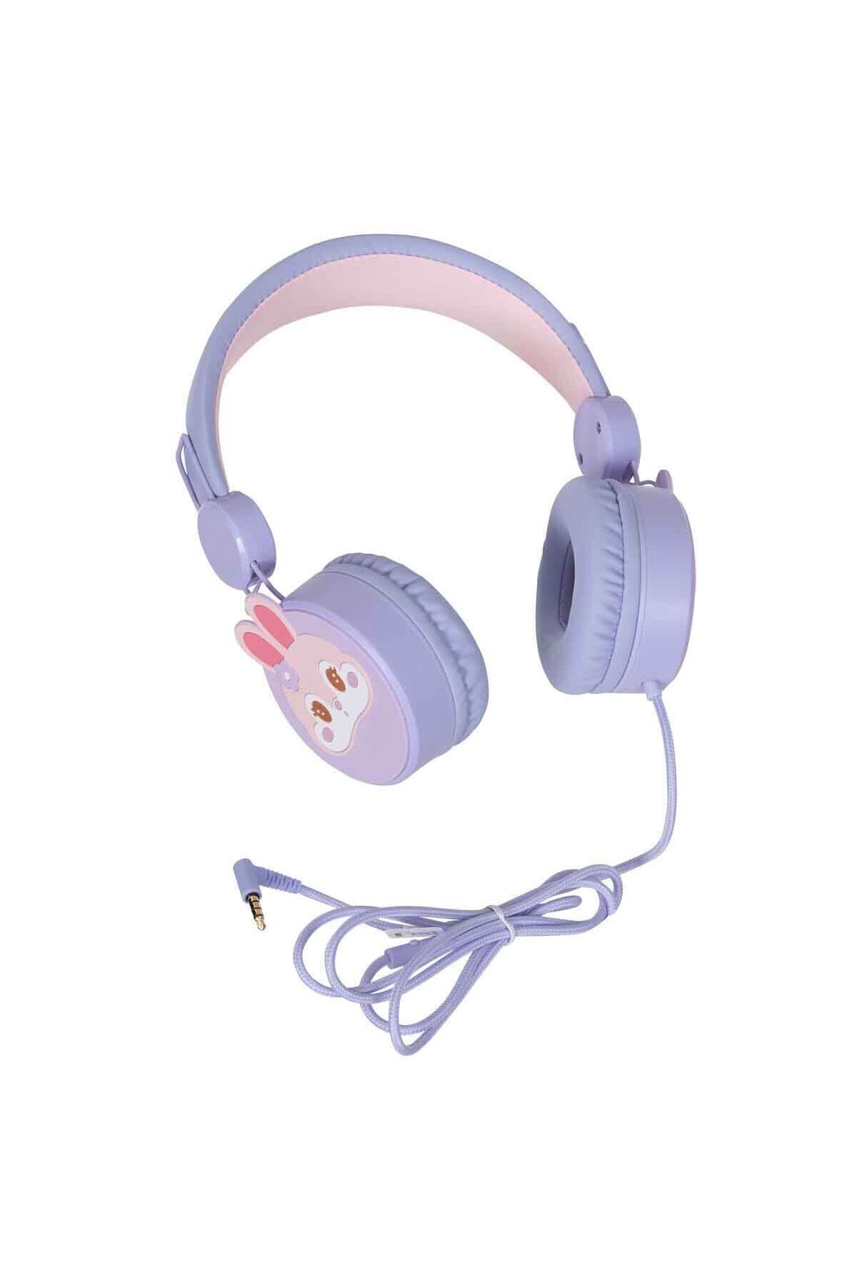 Sunman S0000007 -SUN-GLE-ECH-KULAKLIK MİKROFONLU KABLOLU TAVŞAN RESİMLİ LİLA fotoğrafı 2 (önizleme)