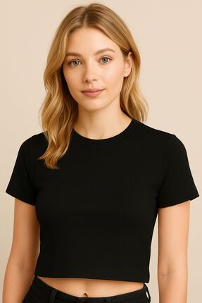 Pupa Fitilli Bisiklet Yaka Kaşkorse Crop T-Shirt