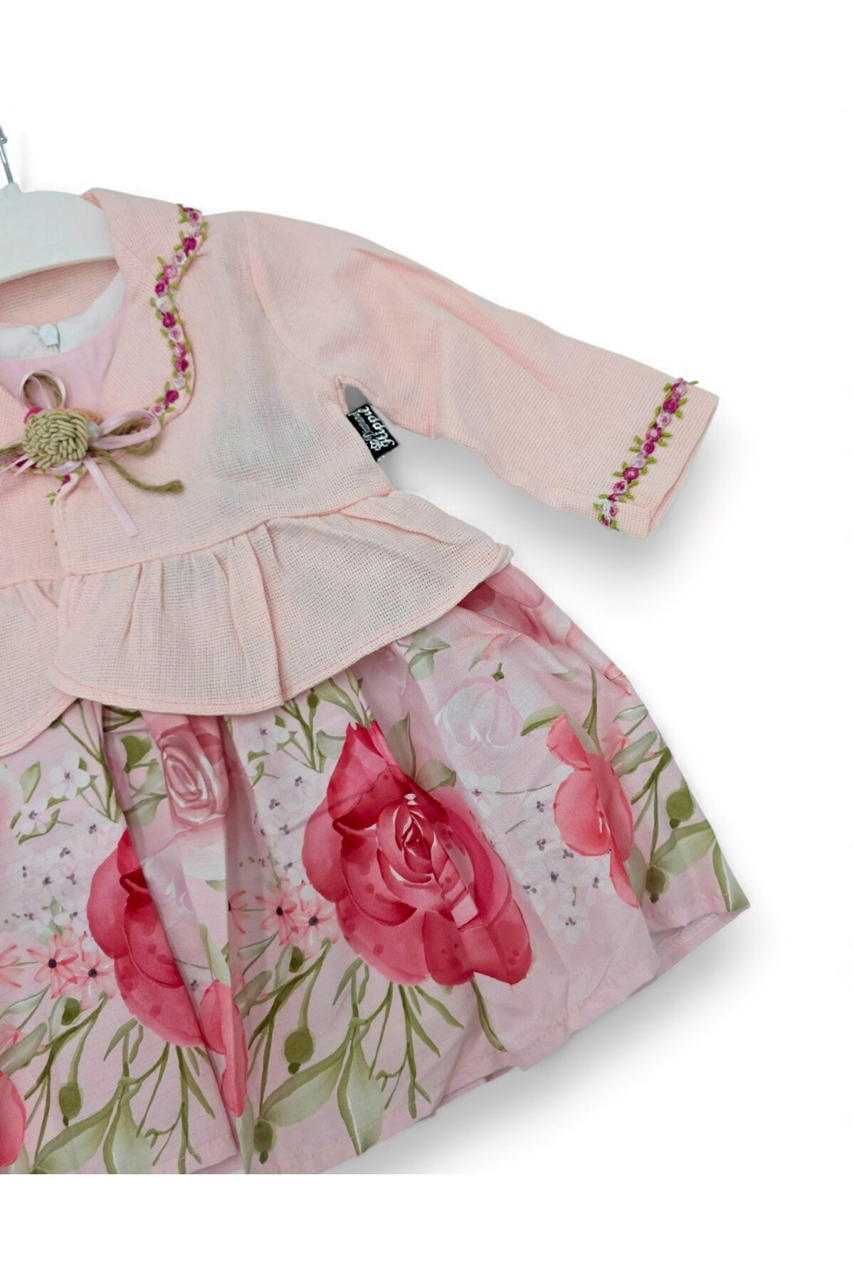 Ege Bebek Kız Bebek 1-2-3 Yaş Gül Detaylı, Bolerolu 2 Parçalı Elbise Elbise fotoğrafı 6 (önizleme)