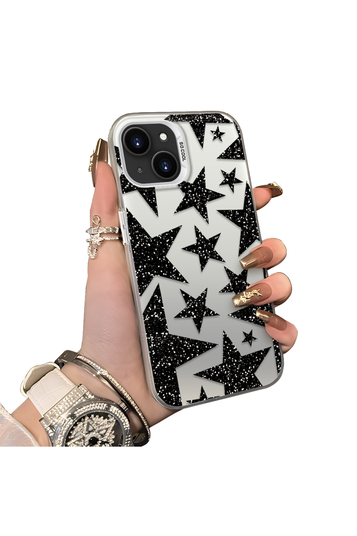 iPhone 13 Compatible Silicone Edge Hard Back Anti-Drop Case Star Patterns
