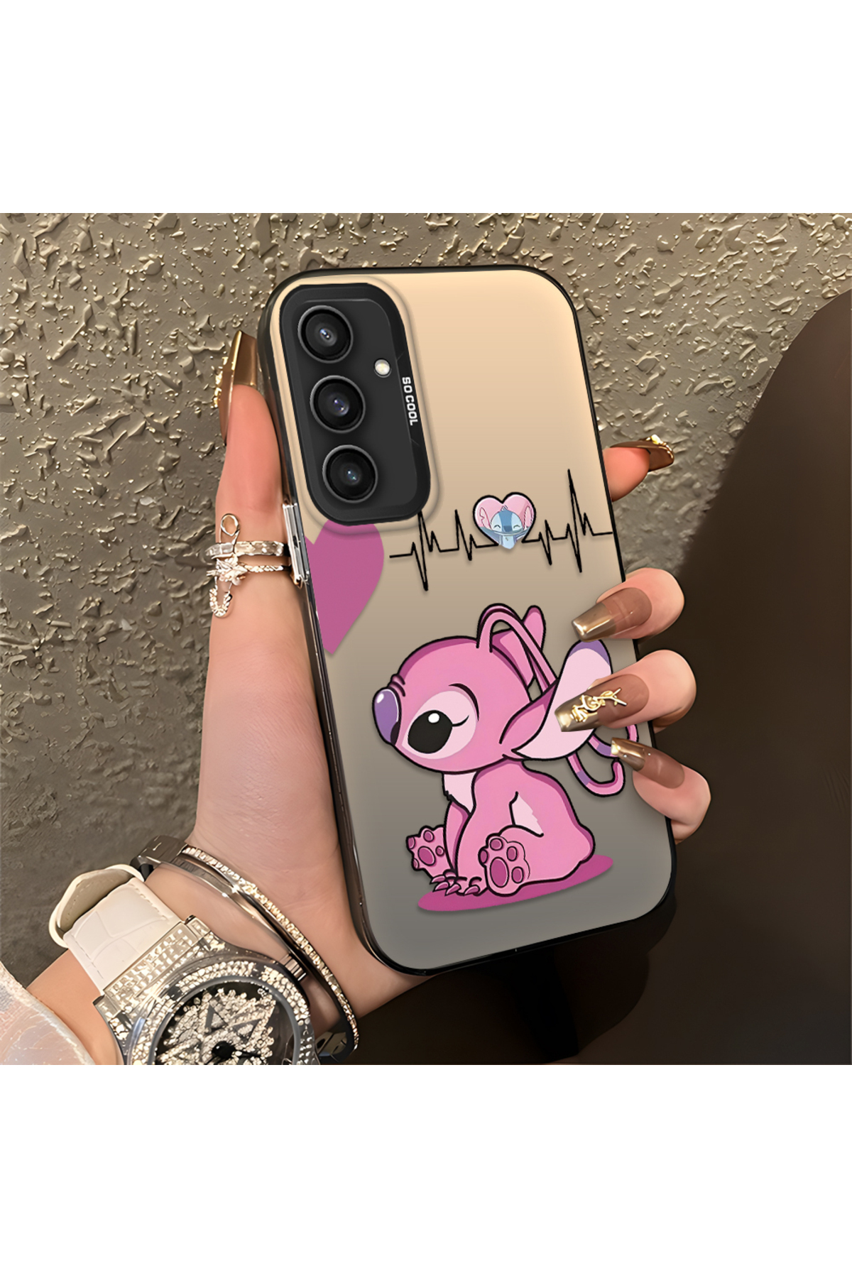 Samsung Galaxy S23 Fe Compatible Silicone Edge Hard Rear Anti Fall Case with Stitch Pattern