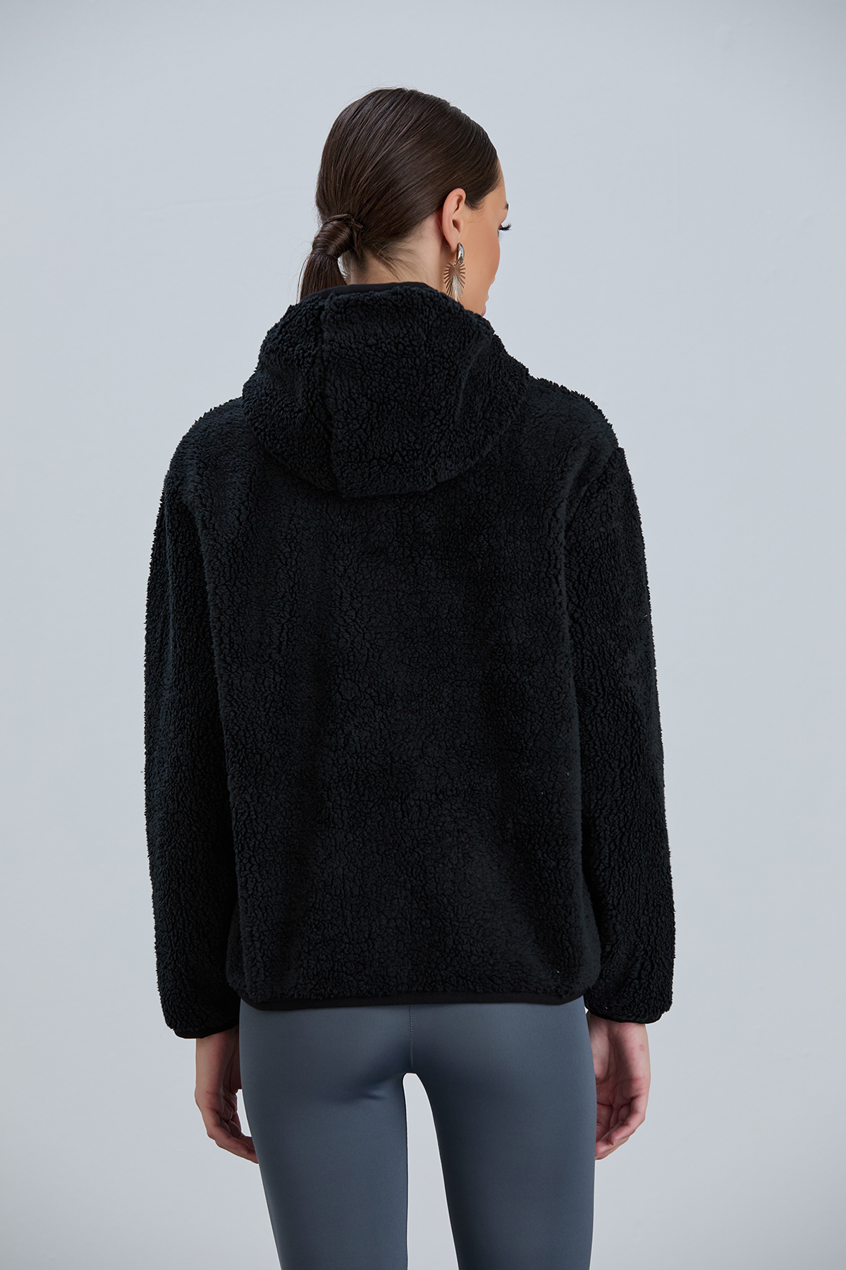 PIQUE  KADIN MONT Kapüşonlu Polar Lamineli Kadın Peluş Mont - Görsel 8