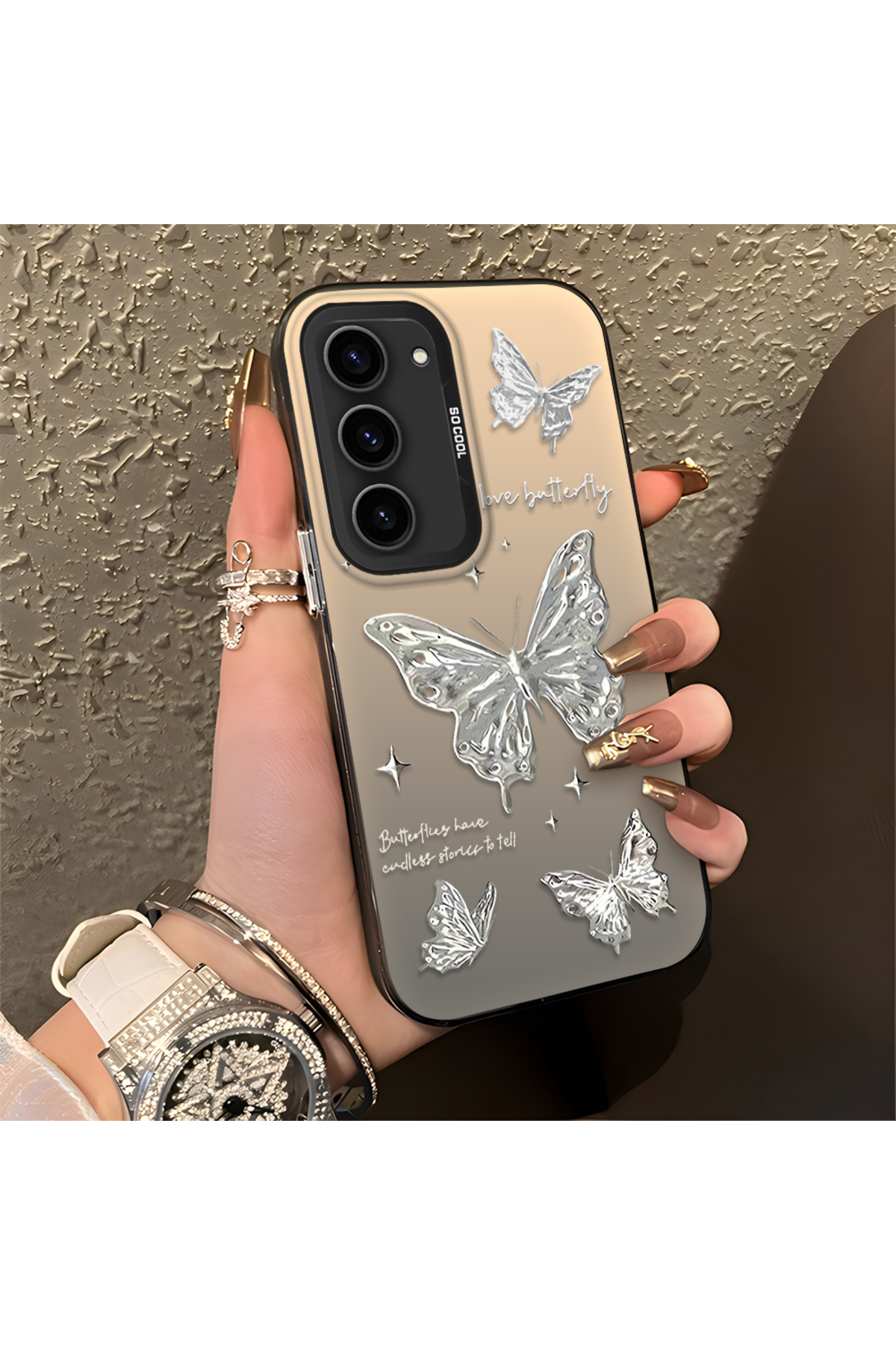 Samsung Galaxy S23 Compatible Silicone Edge Hard Back Anti Fall Pouch Beautiful patterns