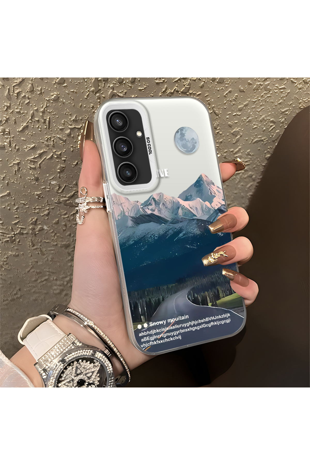 Samsung Galaxy S23 Fe Compatible Silicone Edge Hard Rear Anti Fall Case Mountain top patterns