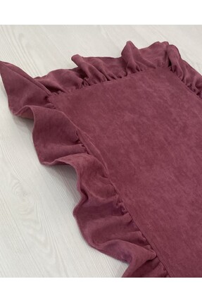 LİVANİ HOME Mürdüm Pembe Gül Kurusu Fırfırlı Runner