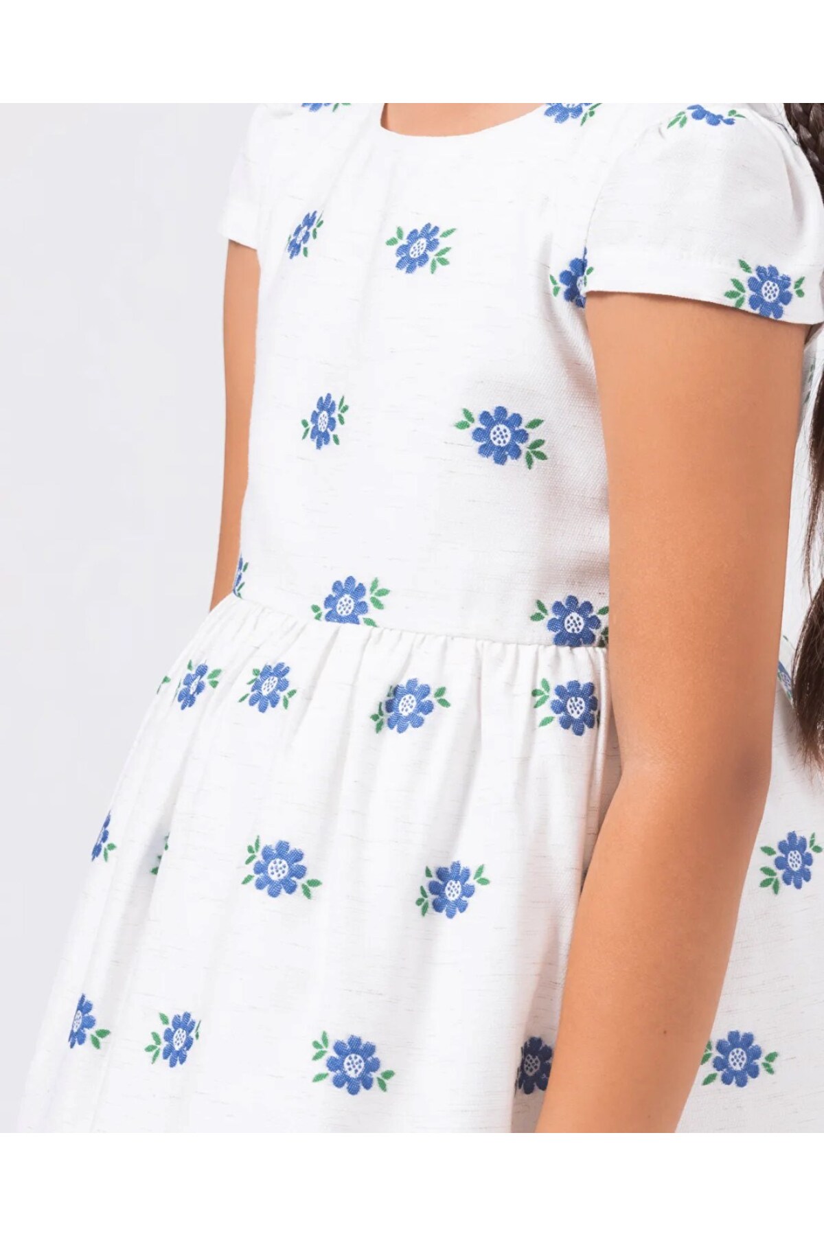 Ege Bebek Kız Çocuk Keten Bolerolu Askılı Çiçekli Elbise, 2-10 Yaş Çiçekli Bayramlık Elbise fotoğrafı 3 (önizleme)