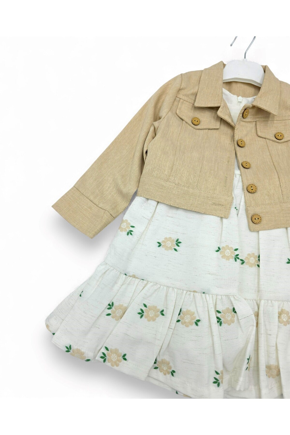 Ege Bebek Kız Çocuk Keten Bolerolu Askılı Çiçekli Elbise, 2-10 Yaş Çiçekli Bayramlık Elbise fotoğrafı 6 (önizleme)